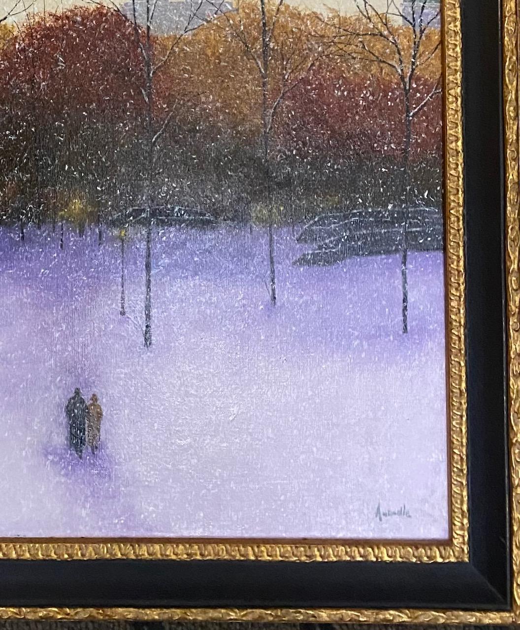 At last a winter wonderland is upon us as is our requisite winter stroll, heading towards Central Park West.  There is a yellow to orange to rusty red tint to the trees, seemingly left over from the fall, provding some shelter from the extra large