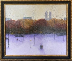 Winter Stroll, Central Park West, original 20x24 contemporary NYC landscape