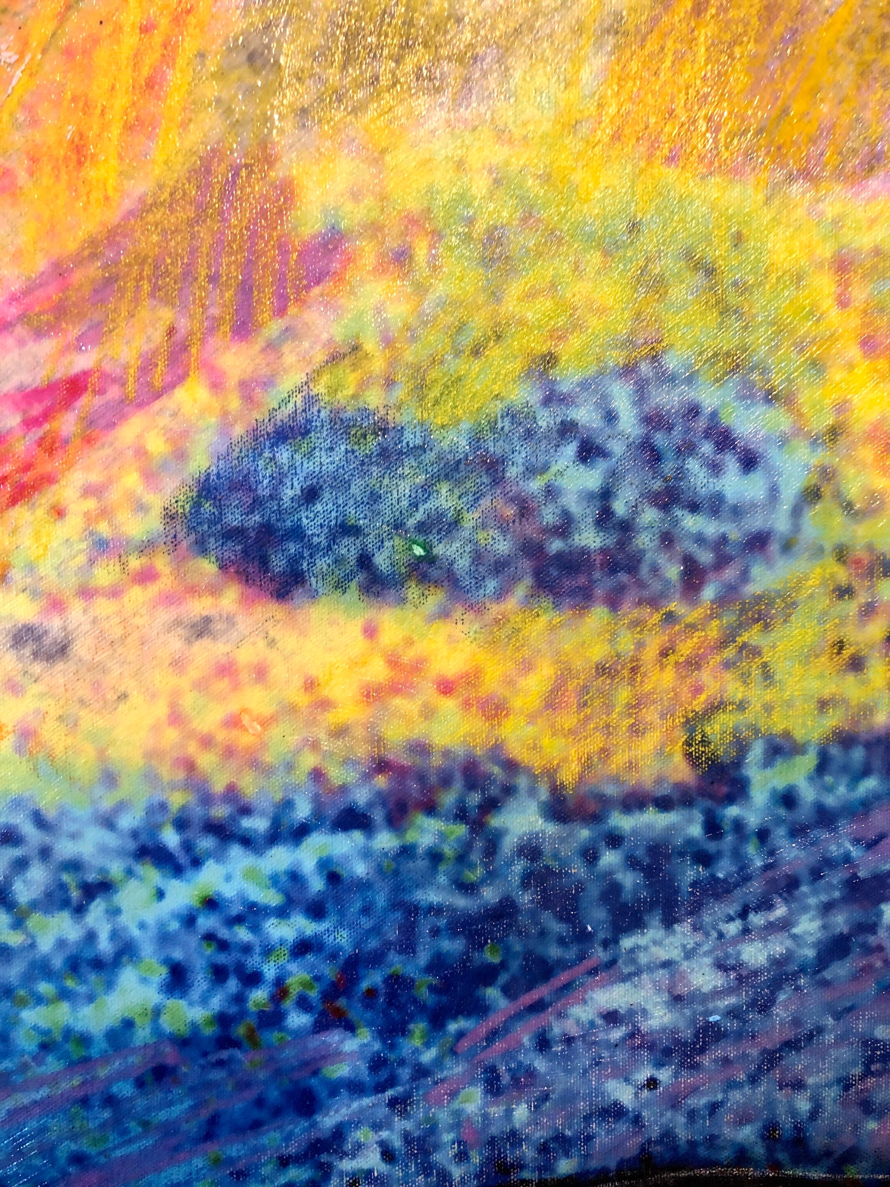 Peinture pop art moderniste multimédia vibrante Day Glo Collage Patrick Archer en vente 5