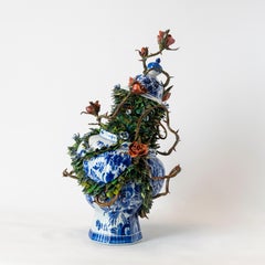 "Rambling Rose", Contemporary, Mixed Media, Sculpture, Ceramic, Delft, Epoxy