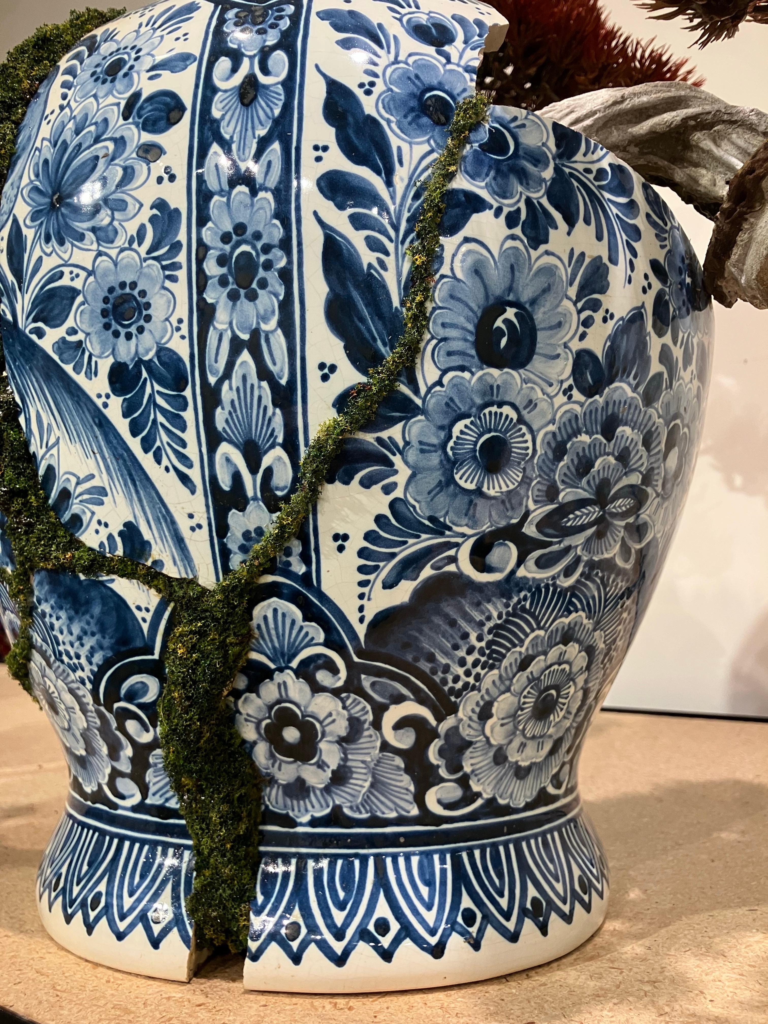 Red Pine Blues, Patrick Bergsma, Delftware, Bonzai Trees, Ceramic Sculpture For Sale 1