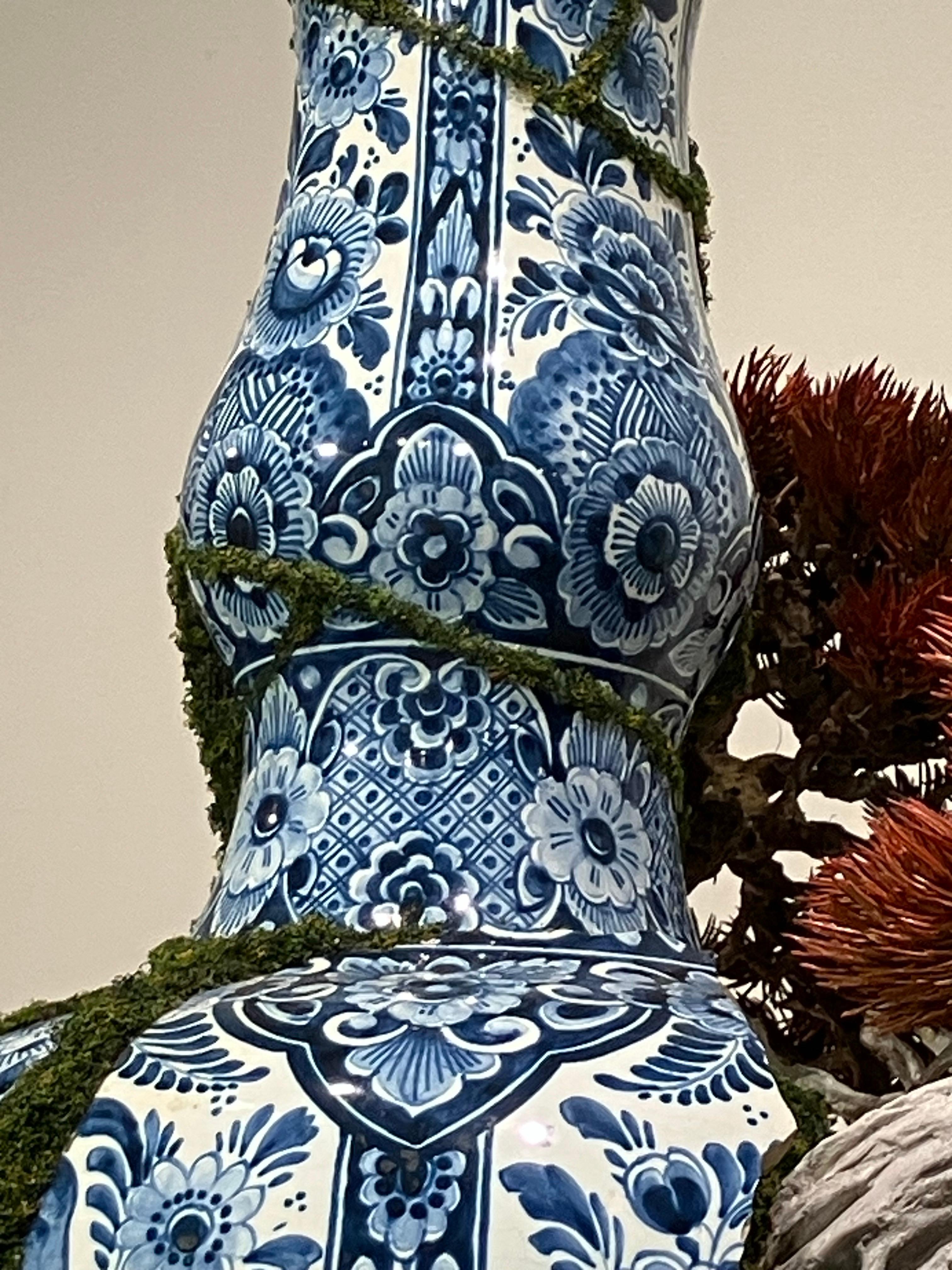 Red Pine Blues, Patrick Bergsma, Delftware, Bonzai Trees, Ceramic Sculpture For Sale 2