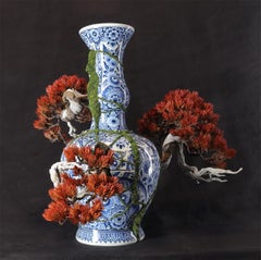 Red Pine Blues, Patrick Bergsma, Delftware, Bonzai Trees, Ceramic Sculpture