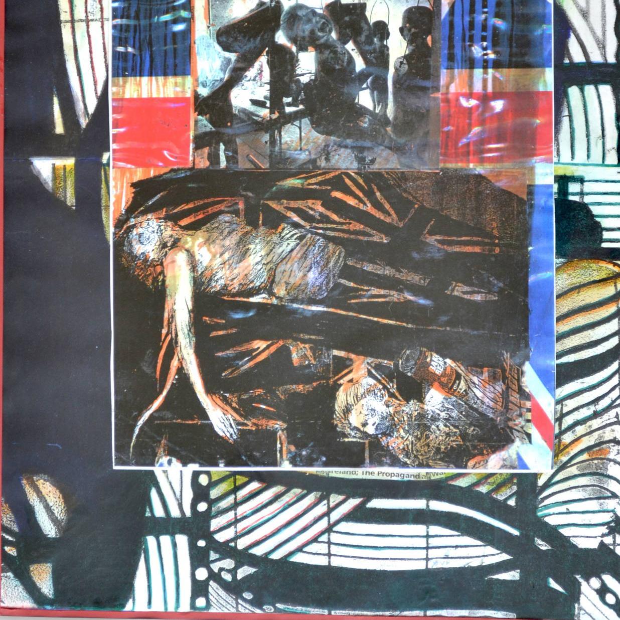 Abandon II, Haricots - Noir Abstract Painting par Patrick Bew