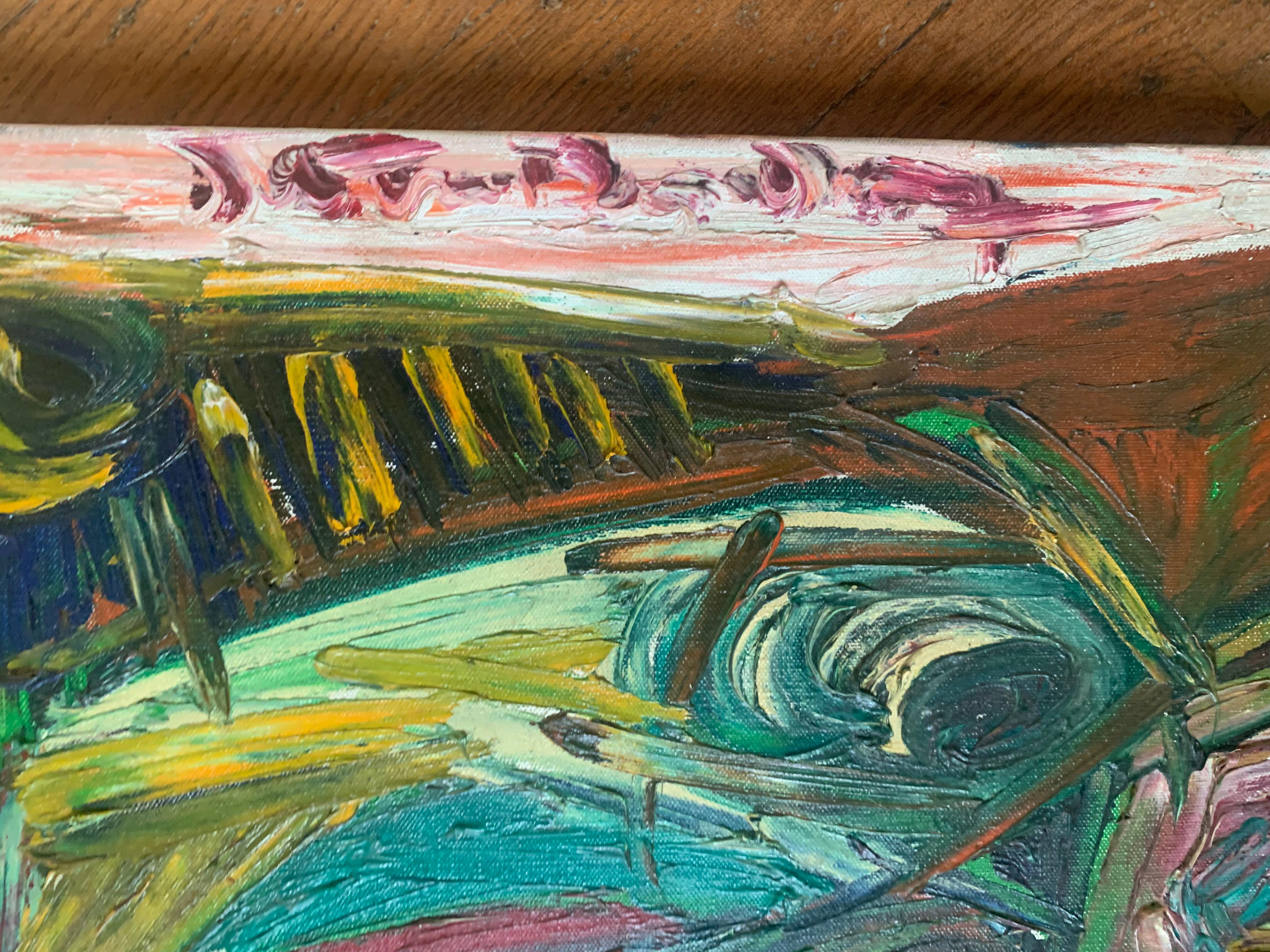 A geometric Play of Masks, Eyes and Lines. Post war Expressionist. 1970's. For Sale 11