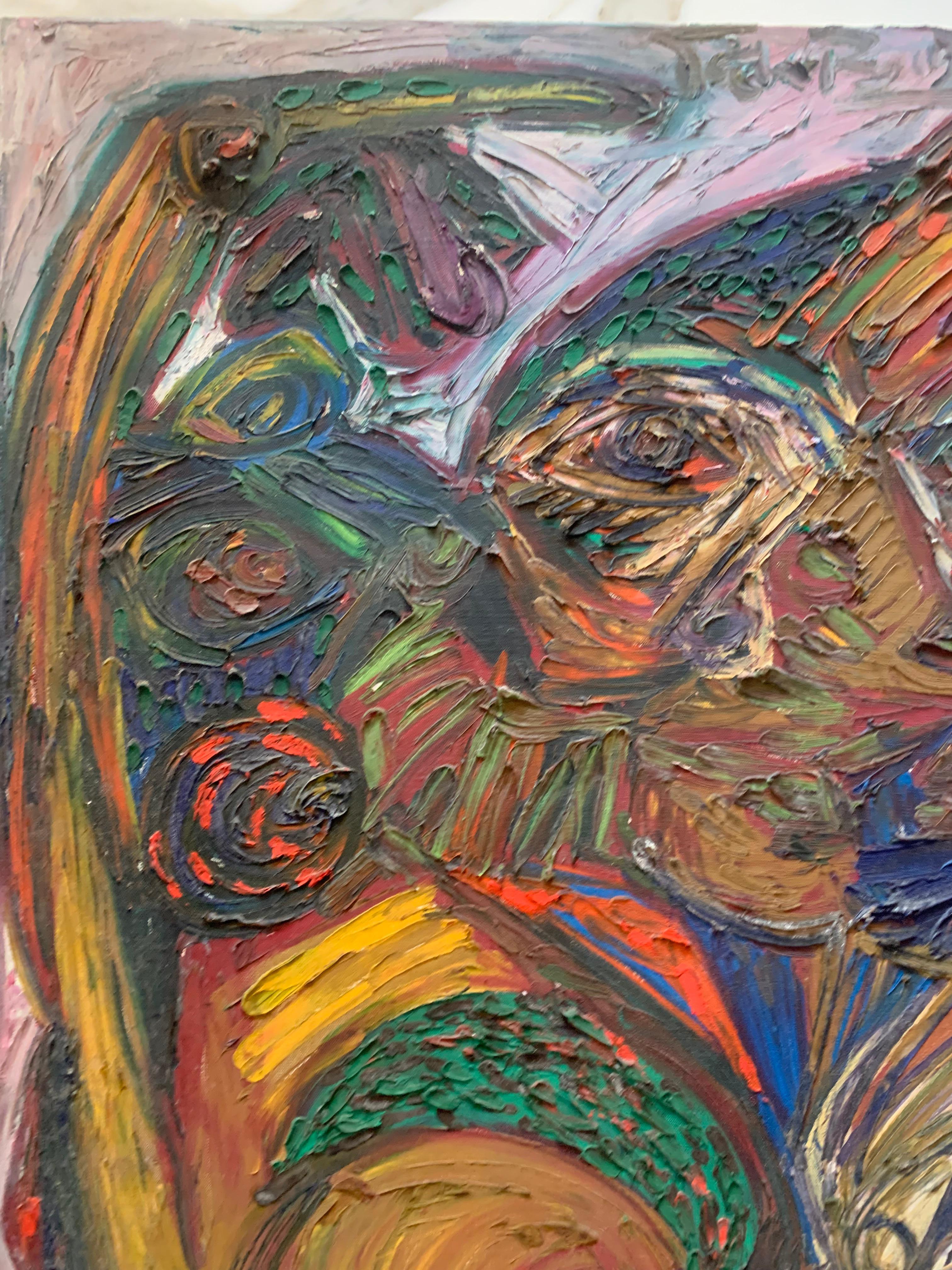 Retrato cubista de mujer. Patrick Boudon. Art Informel. Escuela de París. 1970s. en venta 14
