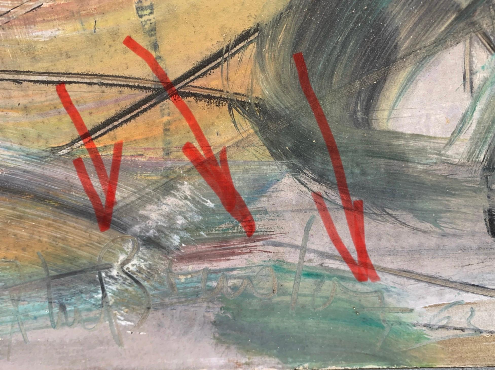 French school Abstract Composition N.2. By Patrick Boudon. Dated 1963 7