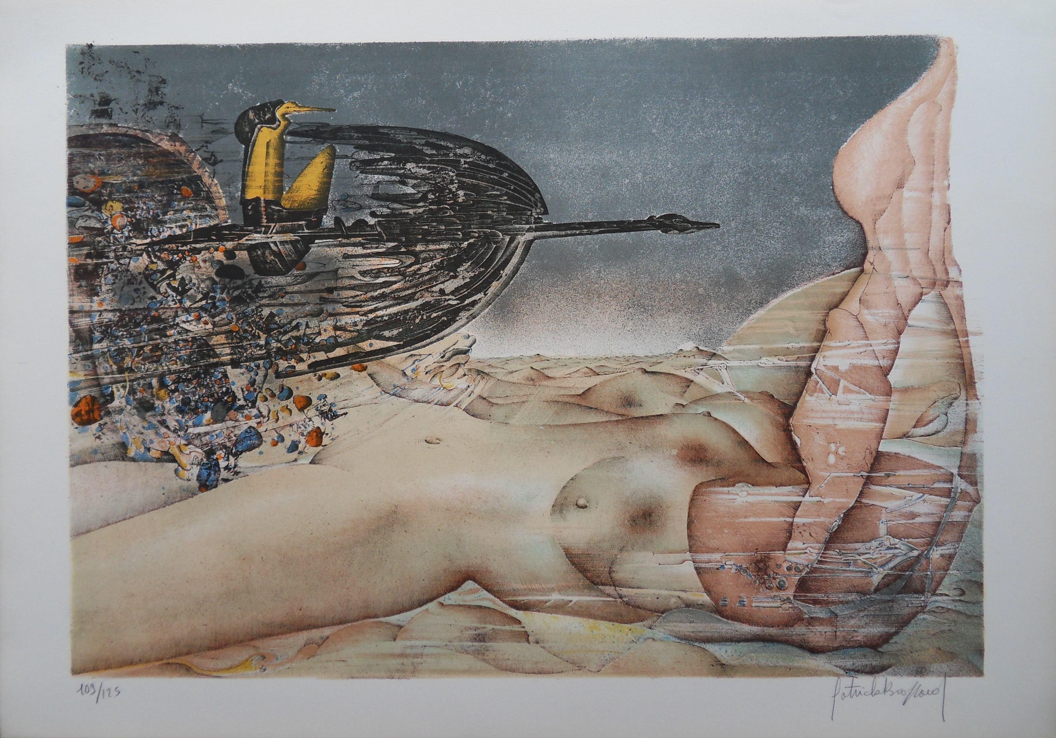 Patrick Brissaud Figurative Print – Surrealistischer Körper - Handsignierte Lithographie, 125 Exemplare