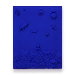 "Blauer Mond Landung" Gemälde in Mischtechnik