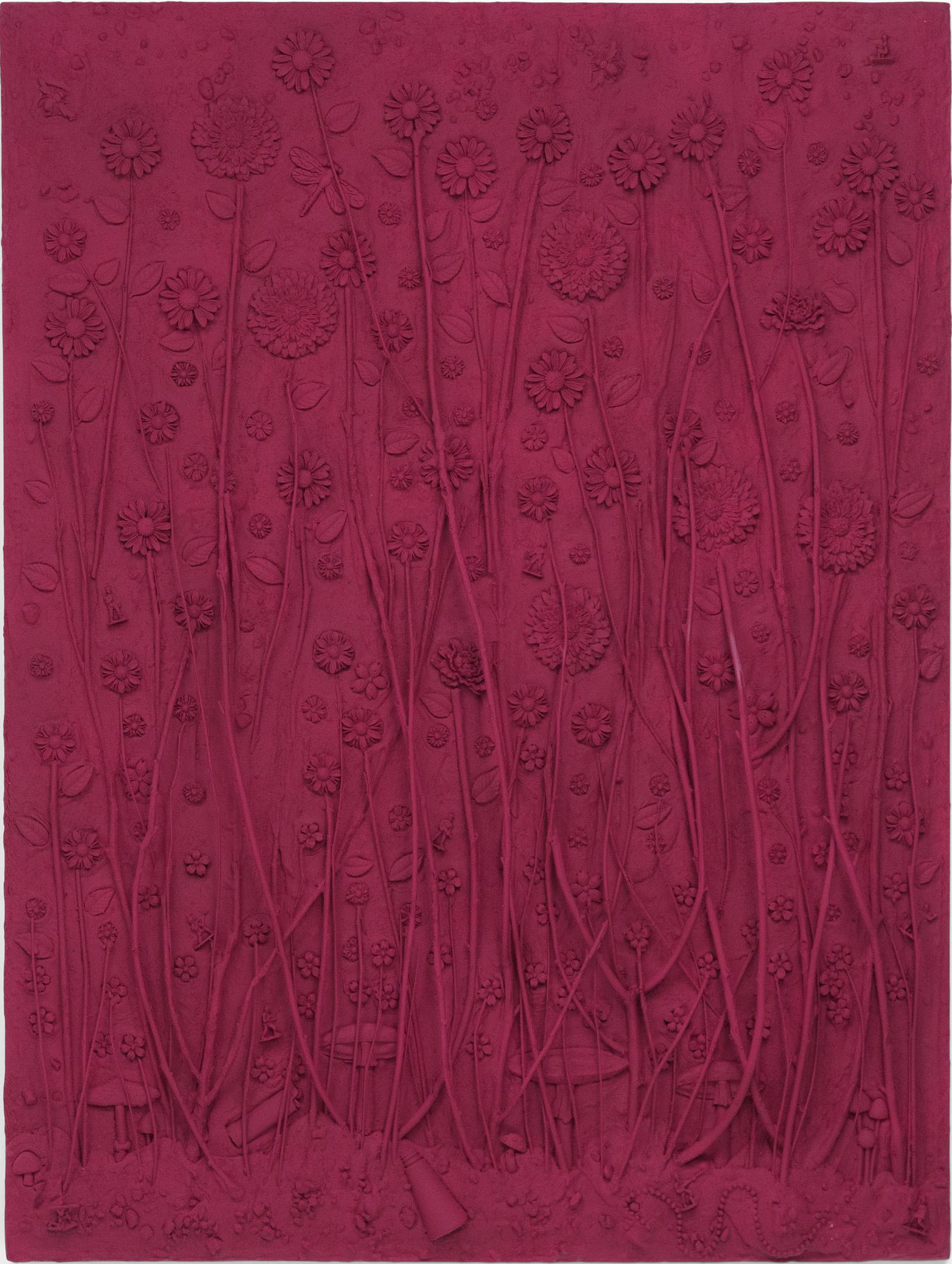 "Jardín Carmesí 01" Pintura en técnica mixta