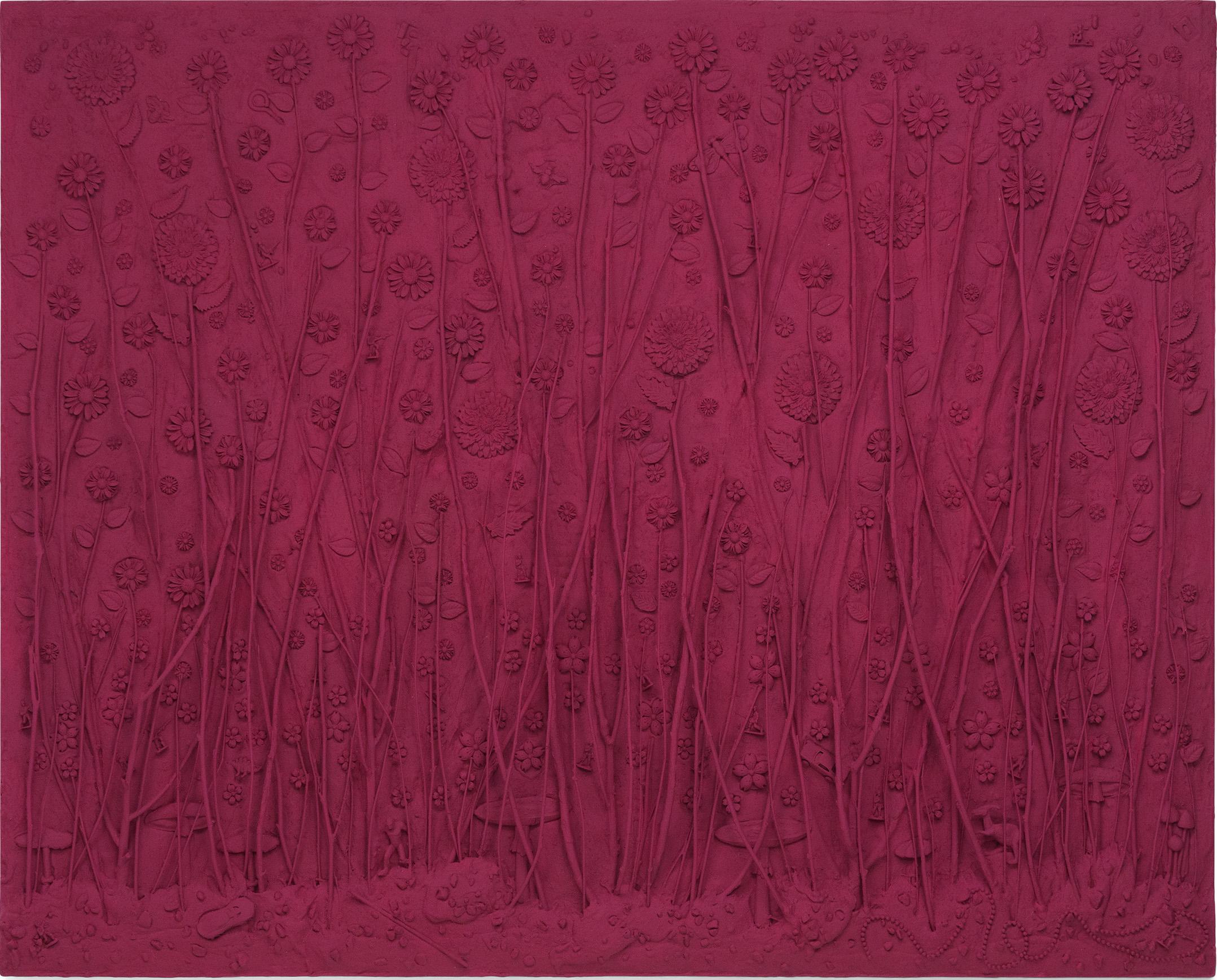 "Jardín Carmesí 02" Pintura en técnica mixta