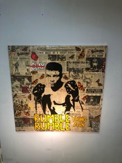 Rumble Young Man - Muhammad Ali, Pop Art Photo Collage with Vintage Newsprint