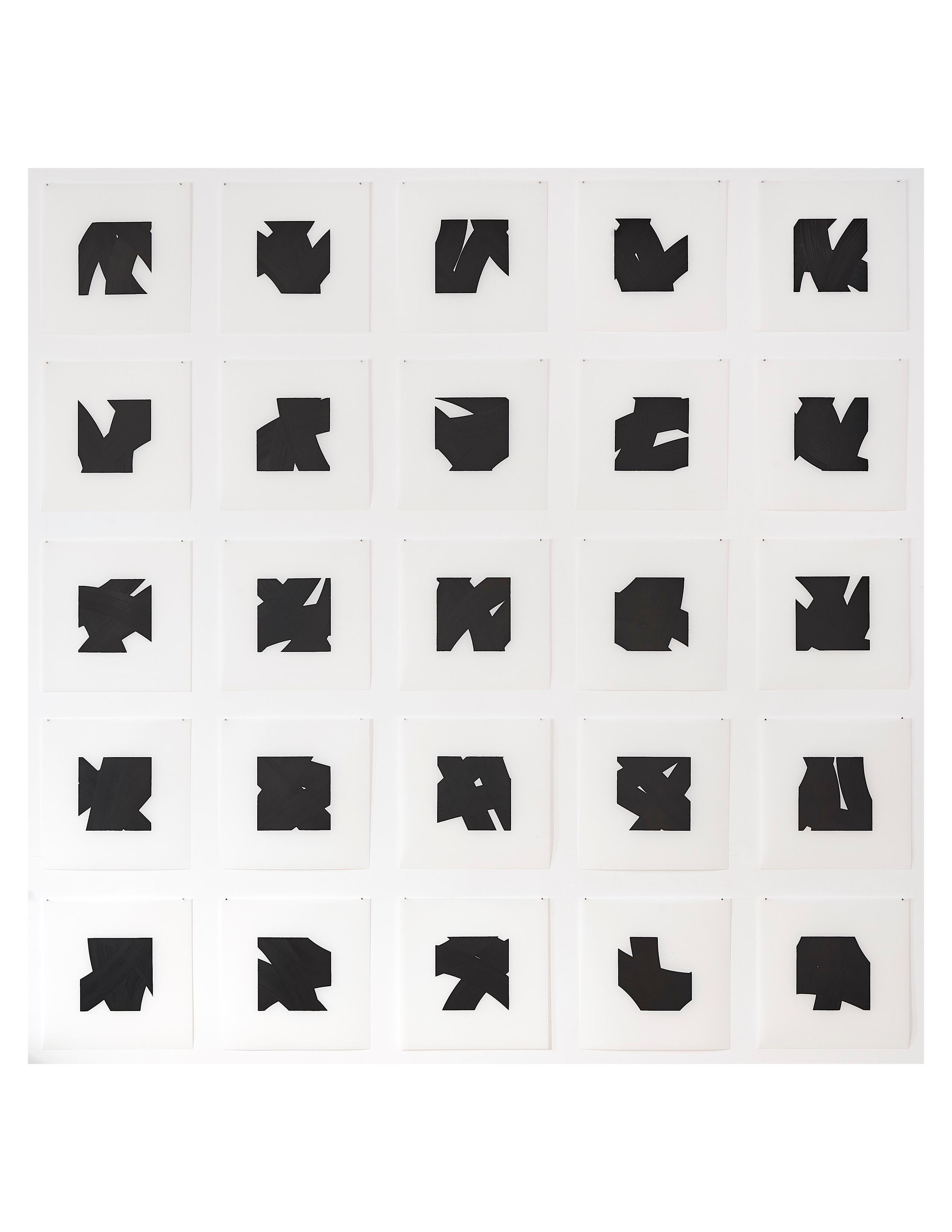 Contemporary Patrick Carrara Black Ink on Mylar Drawing Triptych, Appearance Series, 2017 For Sale