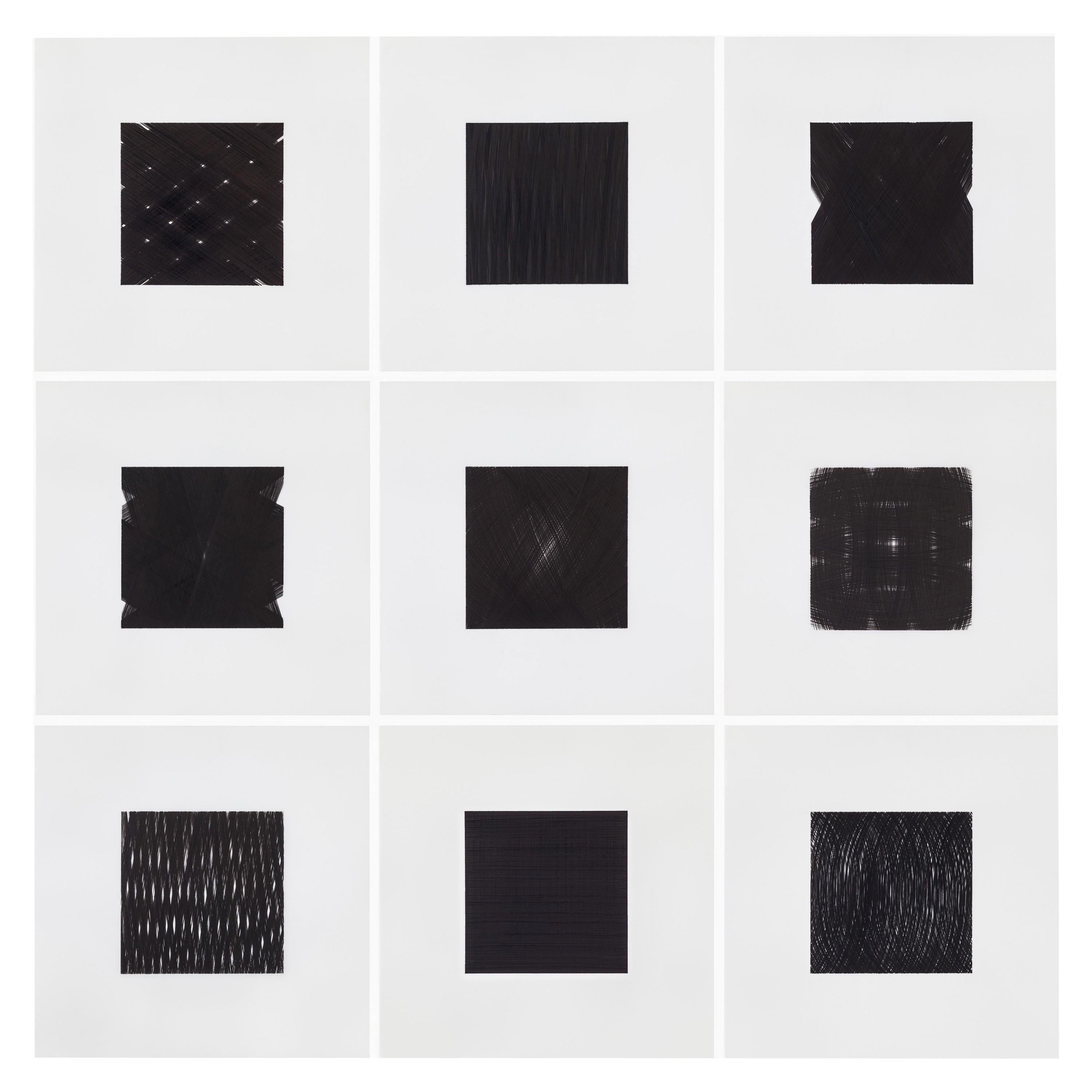 Patrick Carrara Schwarze Tinte auf Mylar-Zeichnungen, Appearance-Serie, 2013 - 2015