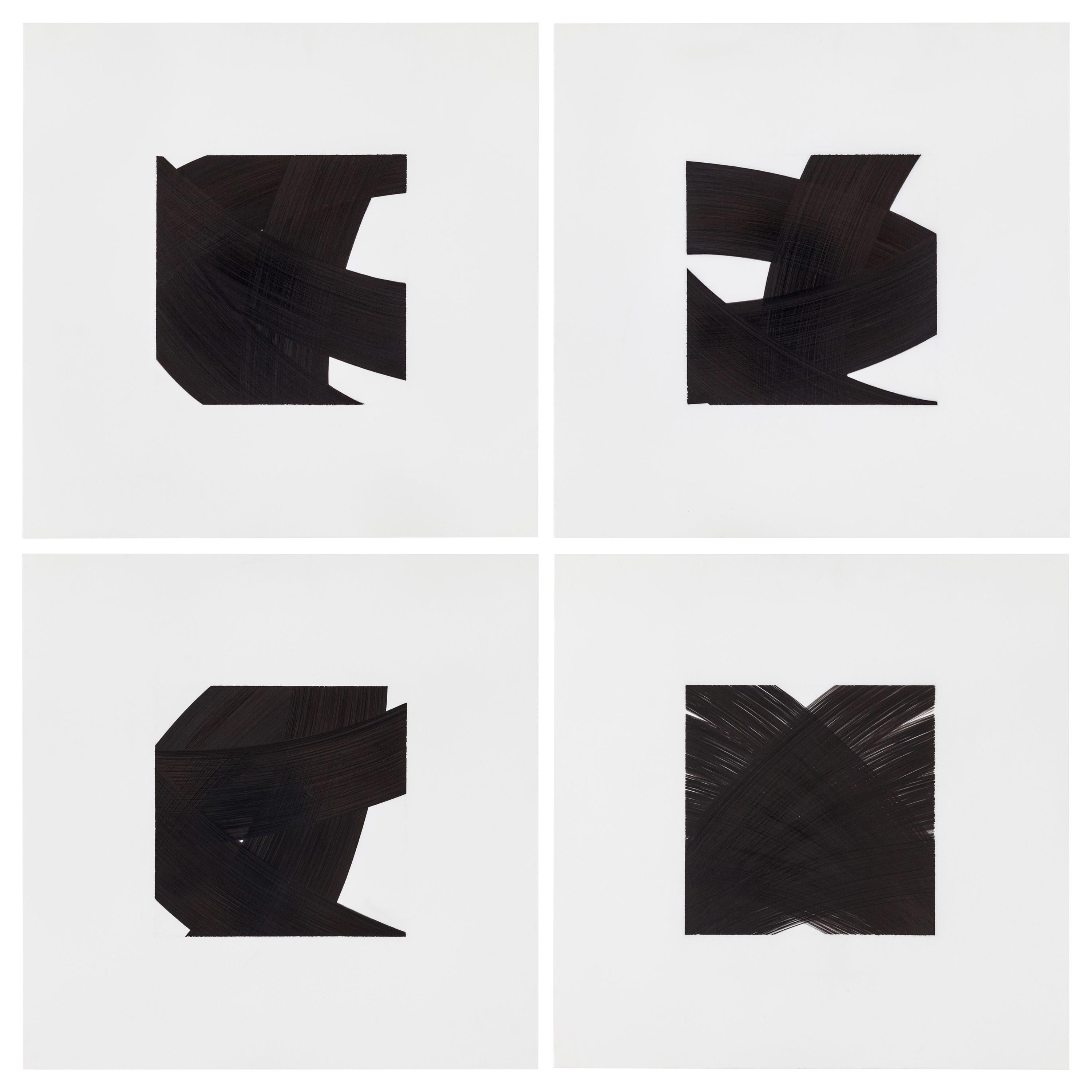 Patrick Carrara Schwarze Tinte auf Mylar-Zeichnungen, Appearance-Serie, 2014 - 2017