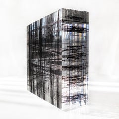 minimalistische abstrakte Skulptur ohne Titel #4- aus Plexiglas und schwarzem Nylonfaden