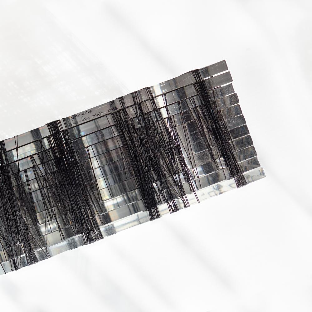 Untitled #4- Plexiglass and black nylon thread minimalistic abstract sculpture - Abstract Mixed Media Art by Patrick Carrara