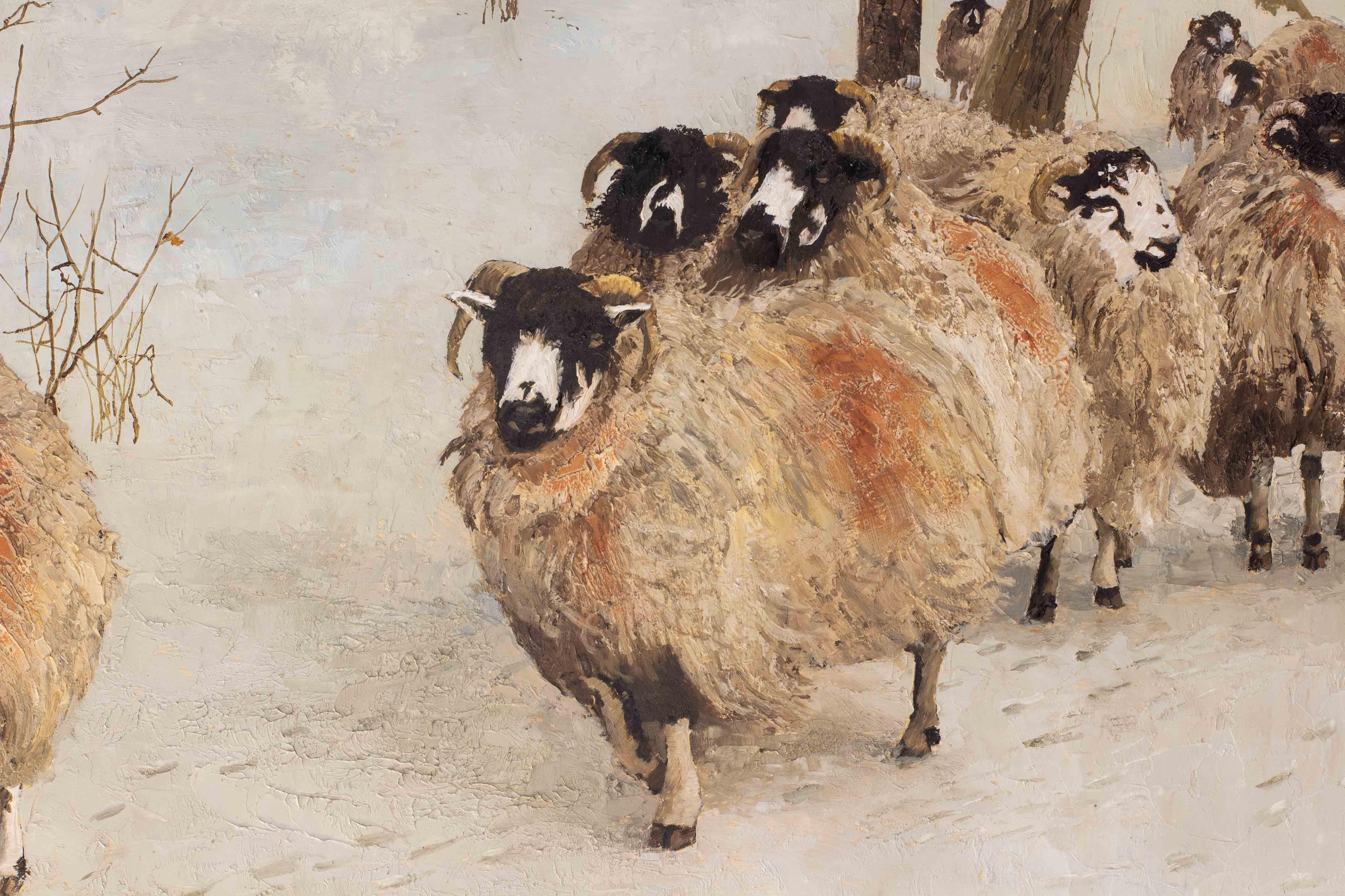 British contemporary oil painting of sheep in the English Lake District - English School Painting by Patrick Cleary