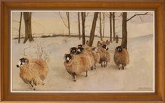 British contemporary oil painting of sheep in the English Lake District 
