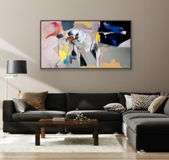 "New Moon Muse", colorful figurative painting, acrylic on canvas.