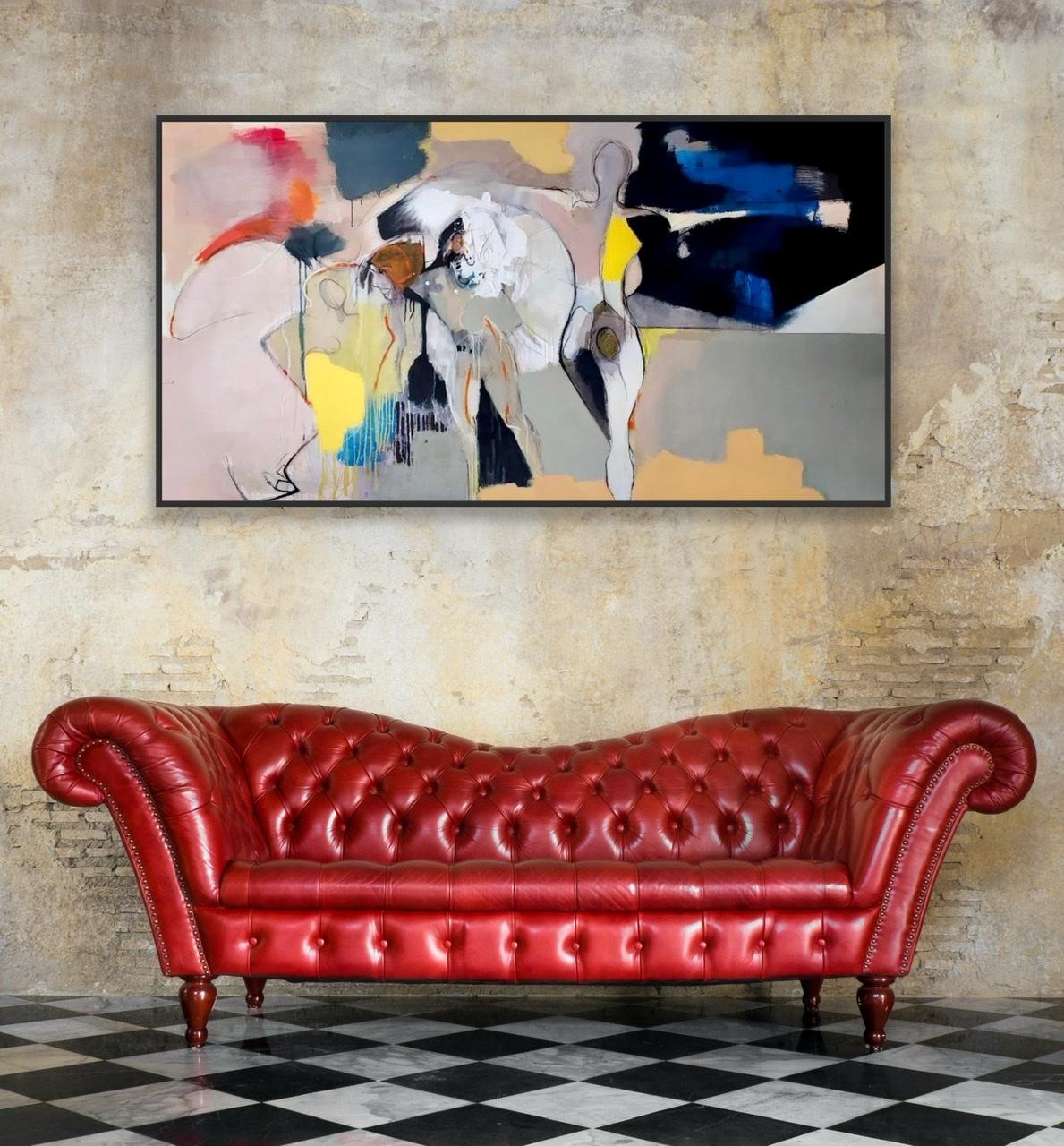 « New Moon Muse », peinture figurative colorée, acrylique sur toile.  en vente 4