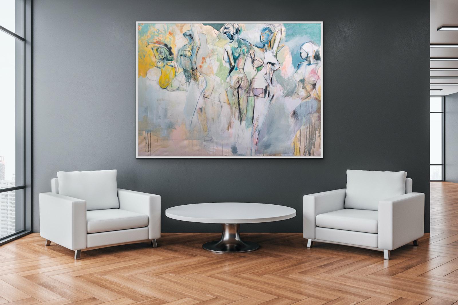The Four Fates - Gray Figurative Painting by Patrick Collins