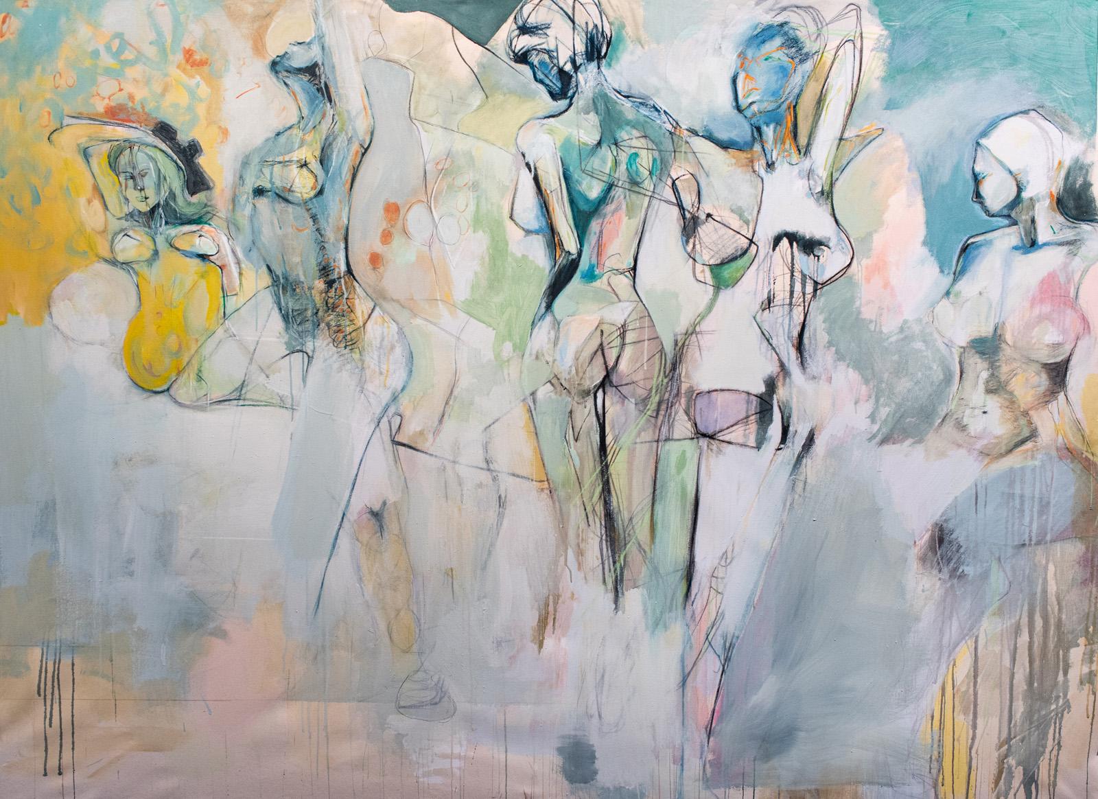 Figurative Painting de Patrick Collins - Las Cuatro Parcas