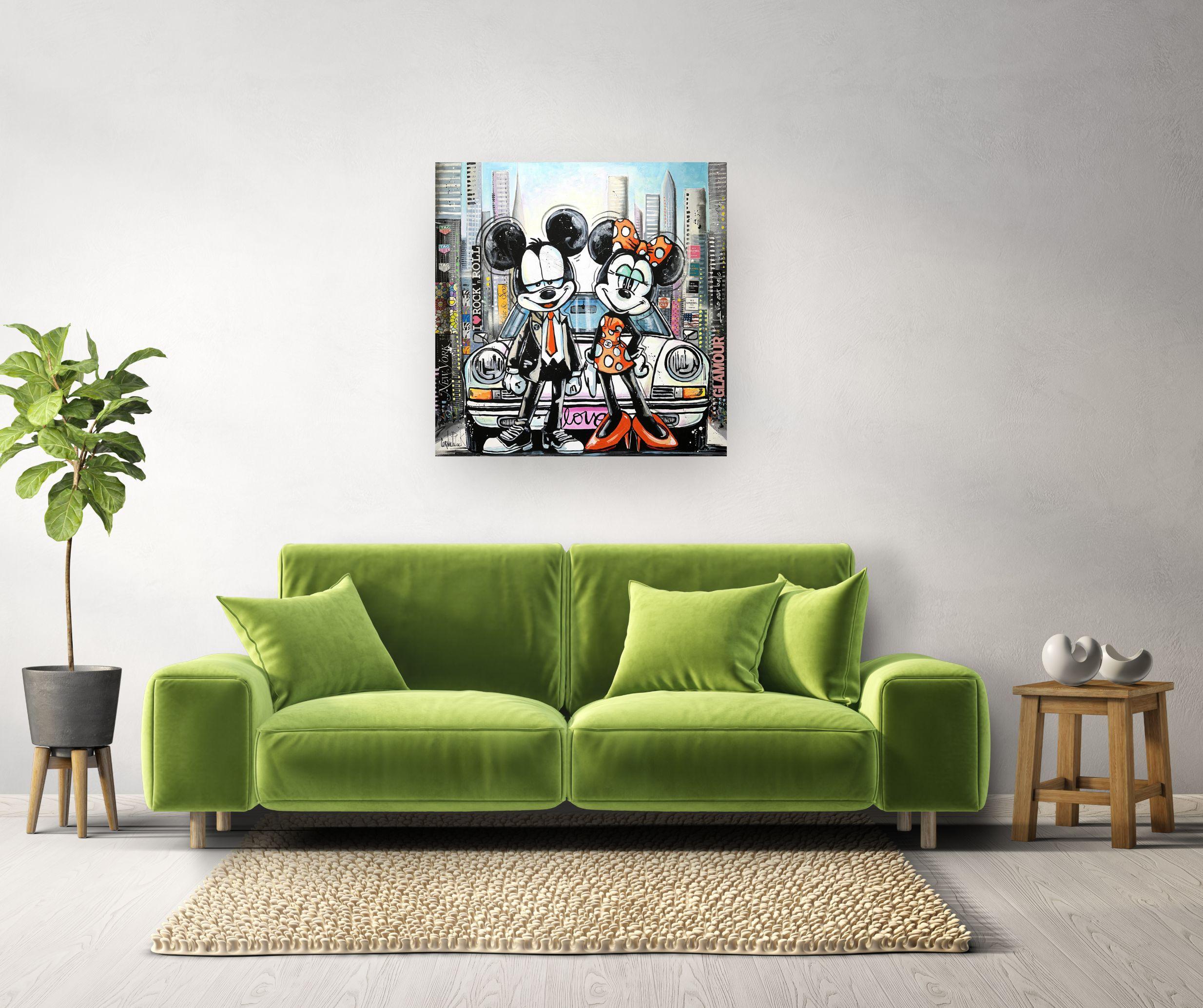 Une lune de miel magique à New York - peinture pop art originale - art contemporain - Painting de Patrick Cornee