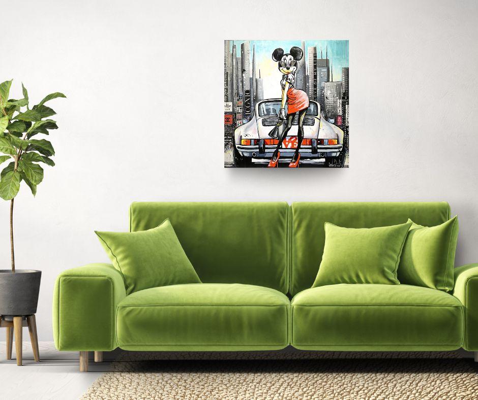 Minnie Mouse, My Life in New York - original pop art painting - contemporary art - Contemporary Painting by Patrick Cornee