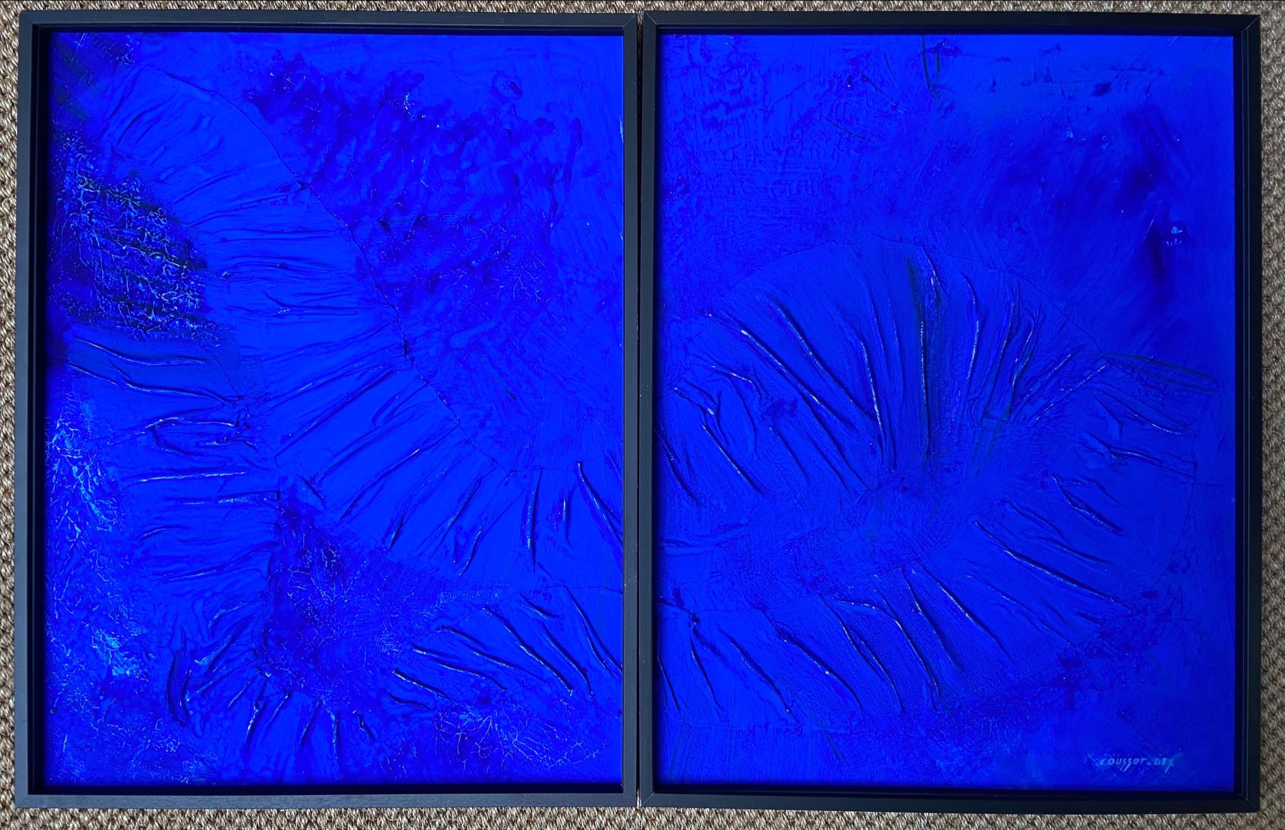 Patrick Coussot-Bex Abstract Painting - Patrick Coussot Bex - Diptyque blue