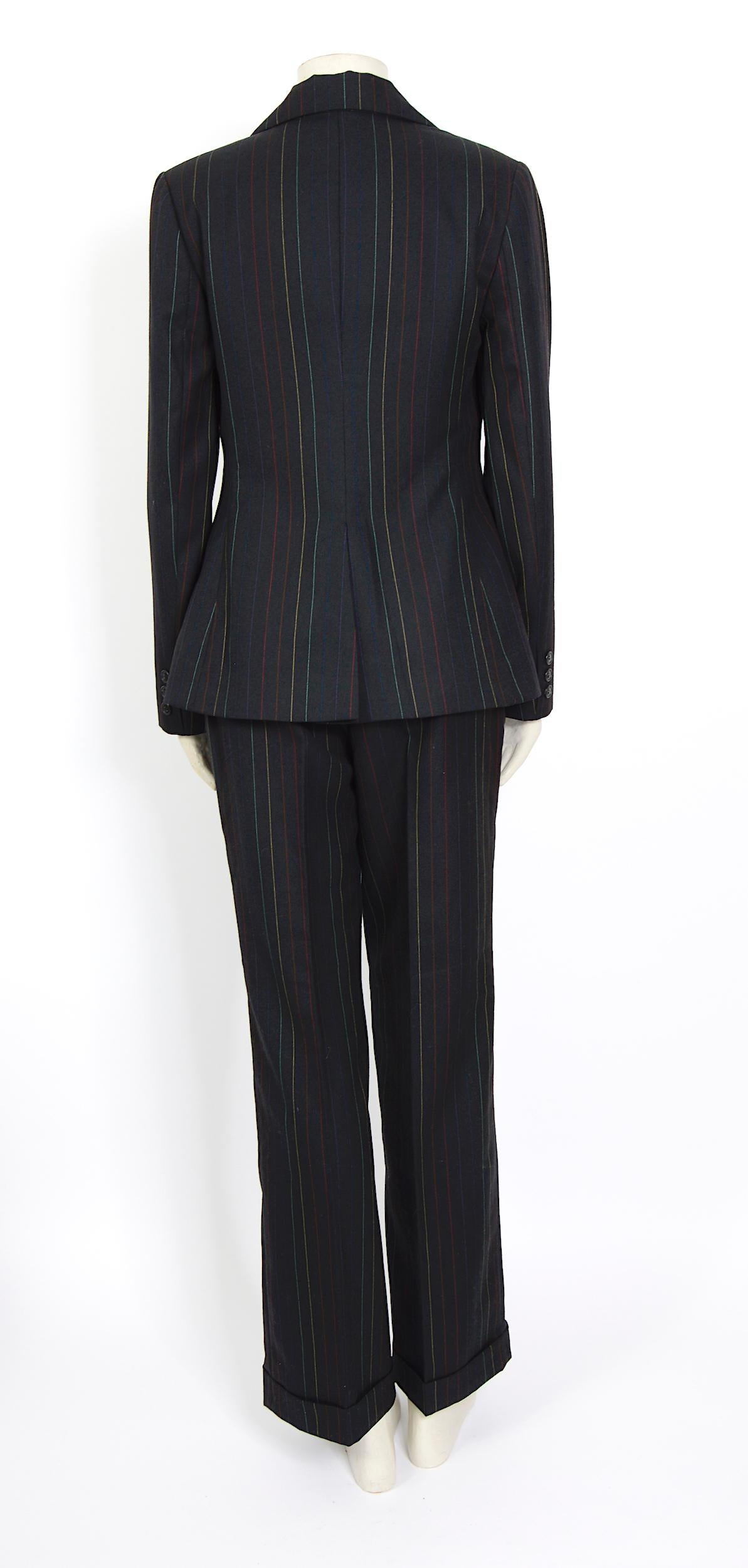 Patrick Cox vintage fall 1996 documented three piece colored pinstripe bleu suit For Sale 2
