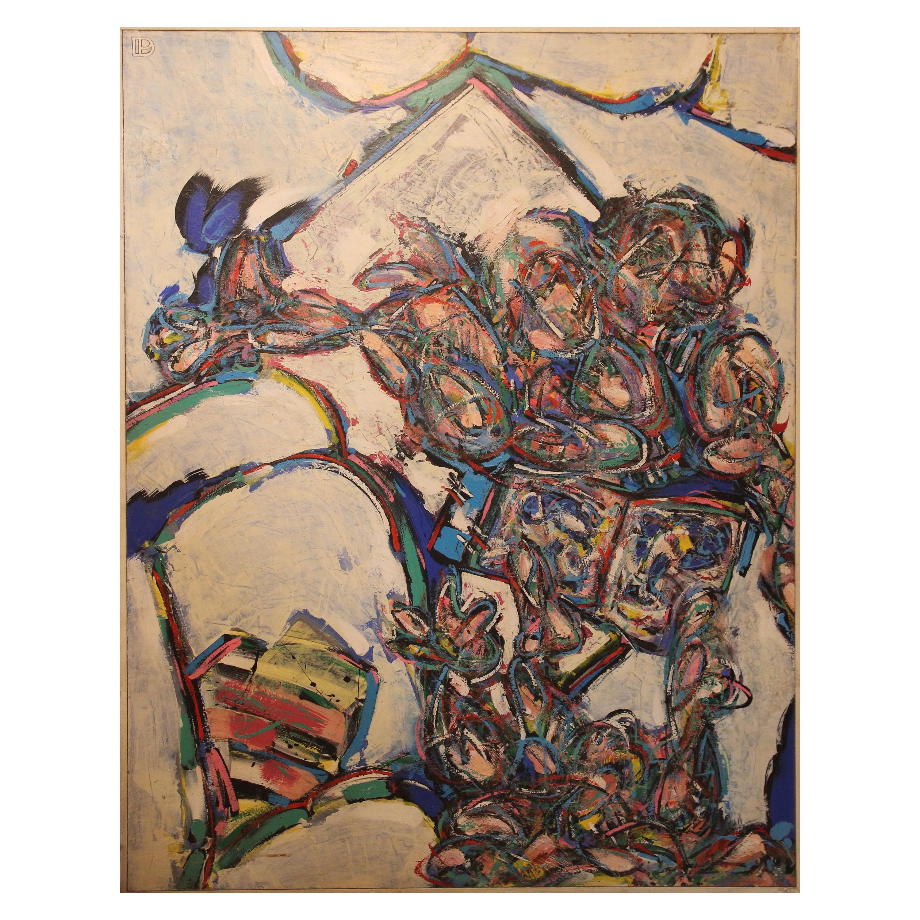 Patrick Danion, Painting, Acrylic on Wood, circa 1990 For Sale