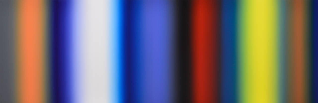 Patrick Dintino Abstract Painting – Illumination – großes horizontales, leuchtendes, abstraktes Ölgemälde in Hellblau