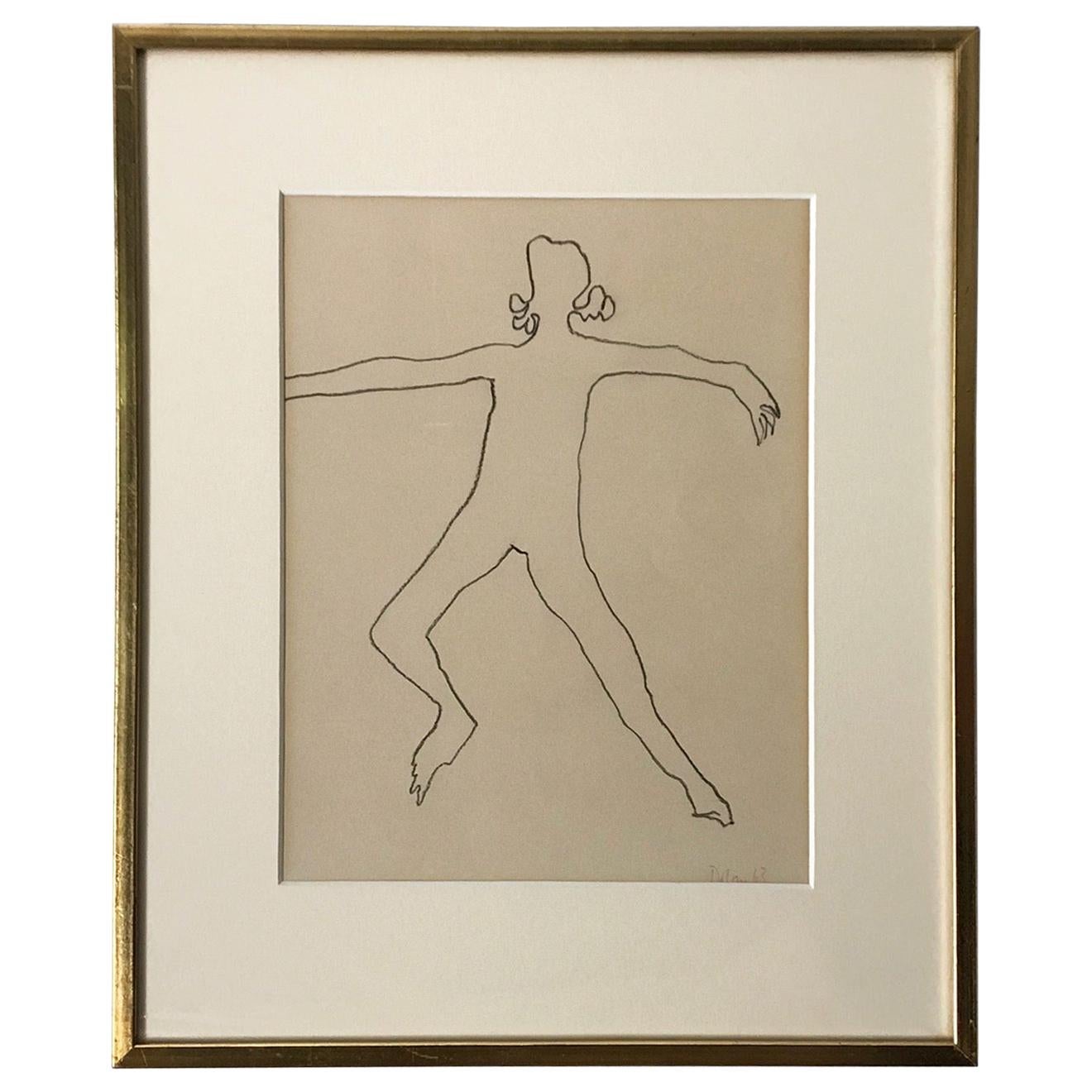 PATRICK DOLAN Pencil on Paper, 'Dancer', 1963