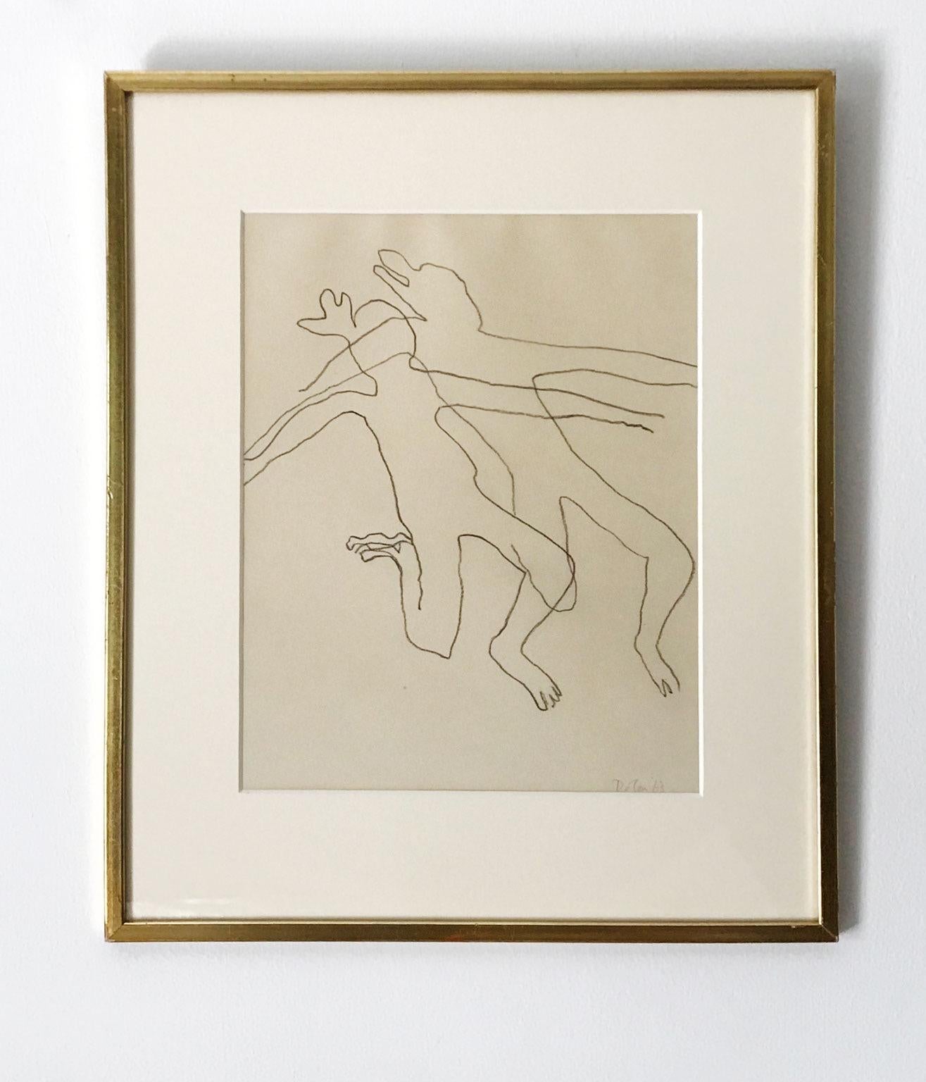 A pencil on paper sketch entitled 'Dancers' - signed and dated. Provenance: Queen Square Gallery, Leeds.

Framed in a gilt frame with labels verso.

Patrick Dolan (1926-1980)
Patrick Dolan was born in Ireland. He was an associate of Francis