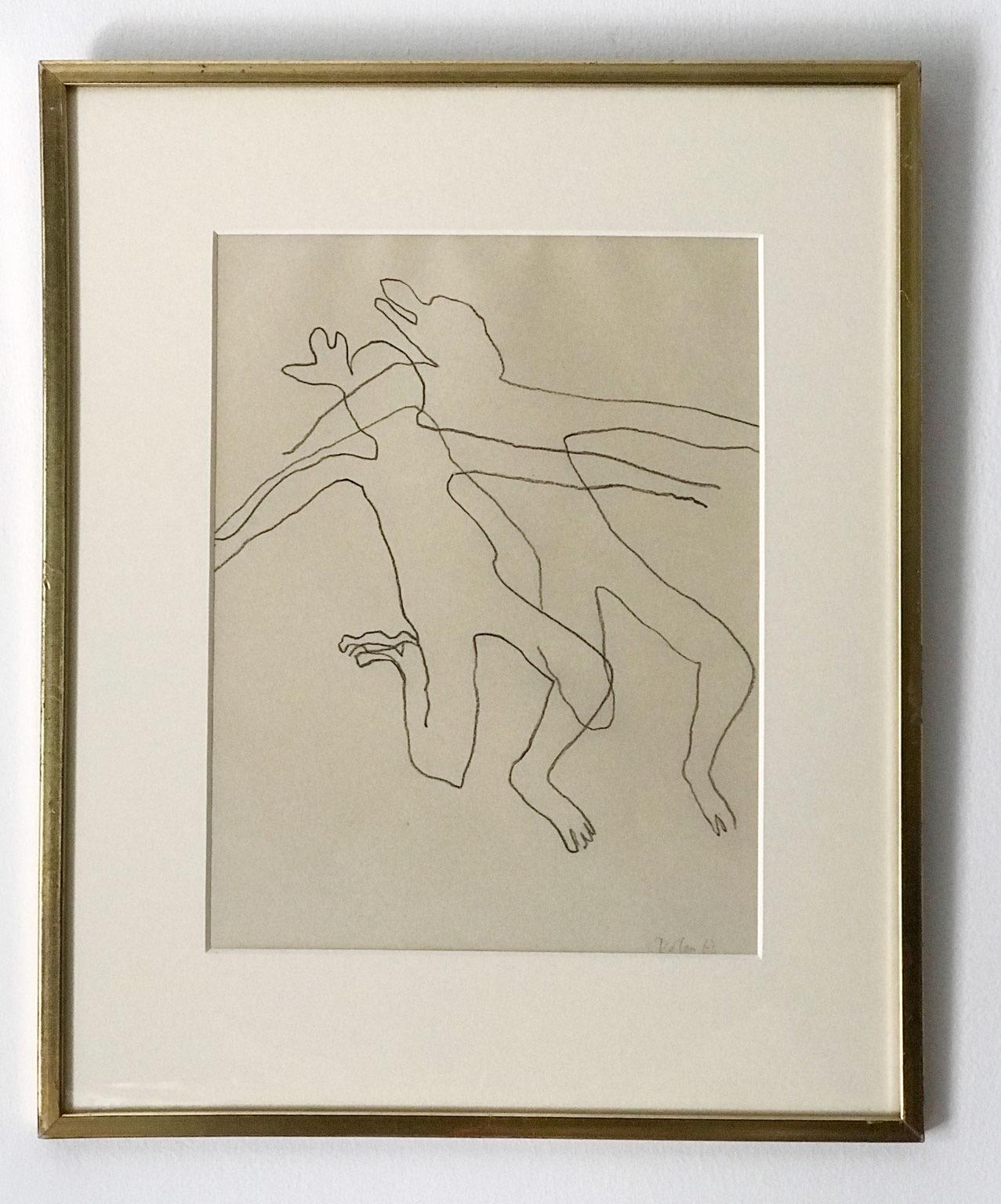 Mid-Century Modern PATRICK DOLAN Pencil on Paper, 'Dancers', 1963