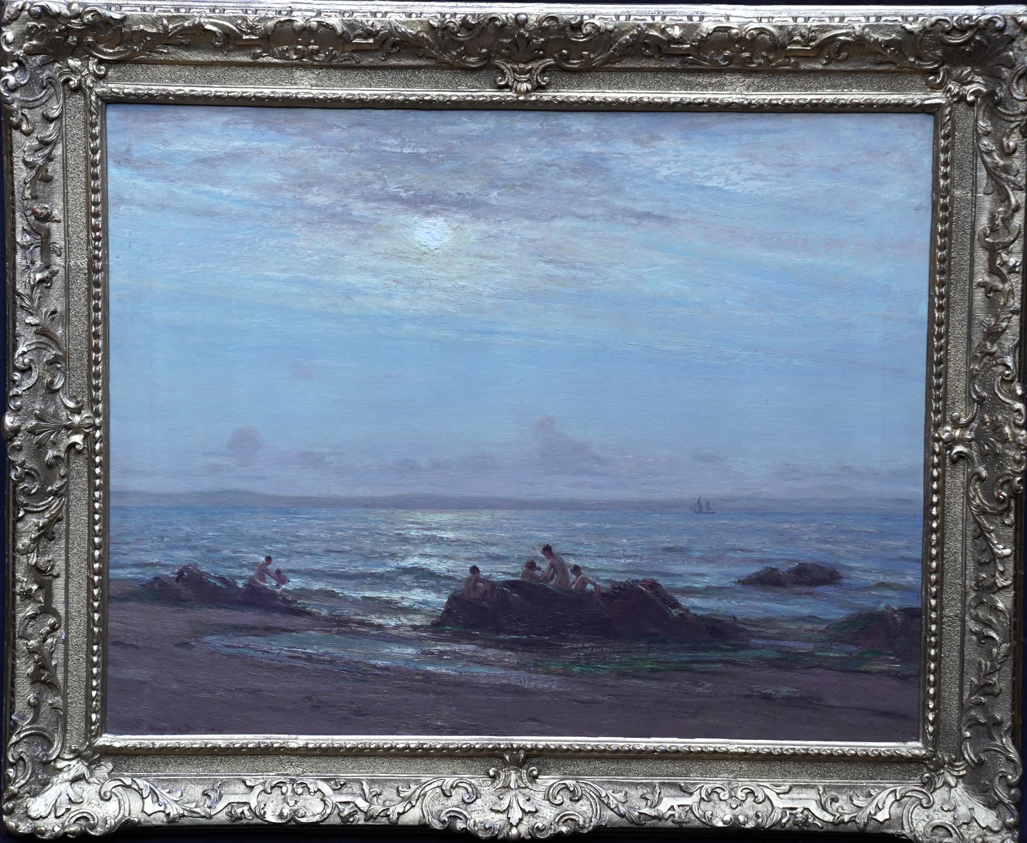 Summer Afternoon Firth of Clyde - British exh figurative seascape oil painting For Sale 10