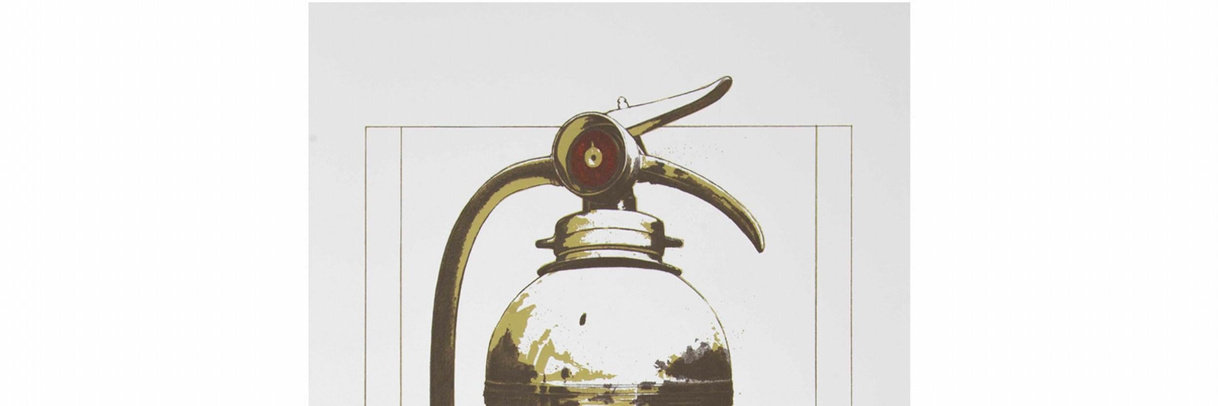 Patrick Duegaw 
Study for Fire Extinguisher: Belger Warehouse Building
Year: 2013
4 Color Lithograph on Paper
Edition: 26
34.25 x 17.25 inches
Signed lower right
COA provided

Patrick Duegaw (b. 1966) co-founded Fisch Haus, a cornerstone of