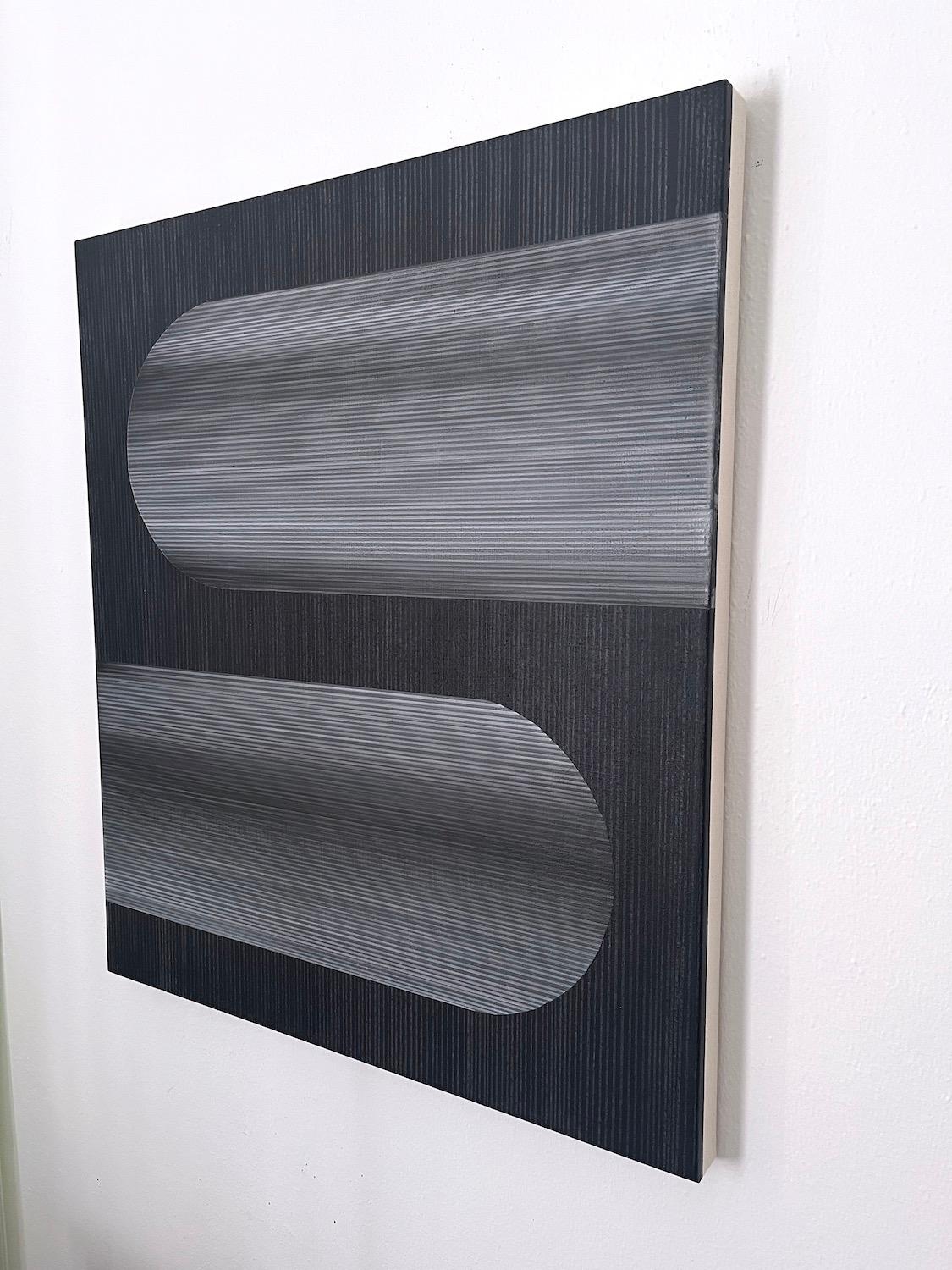 <p>Artist Comments<br />Artist Patrick Duffy presents an abstract dialogue between the imagination and the fundamentals of all things space. Geometric shapes develop through the minimal presentation of contrasting textures. He explores newly learned