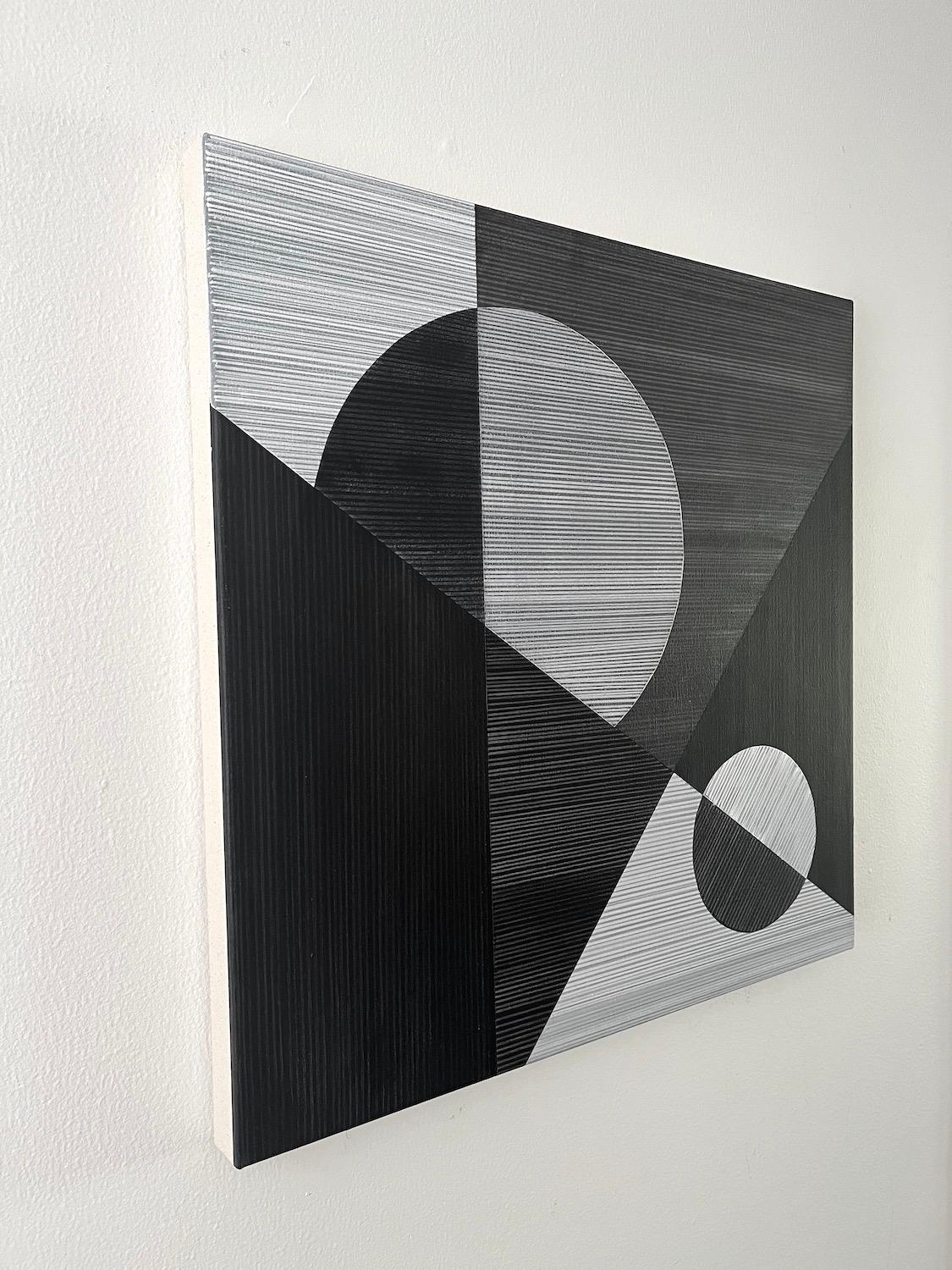 <p>Artist Comments<br>Artist Patrick Duffy presents a stimulating abstract with monochromatic linework and structures. Geometric shapes develop through the minimal presentation of contrasting textures. Within Patrickâ€™s creative process, shapes