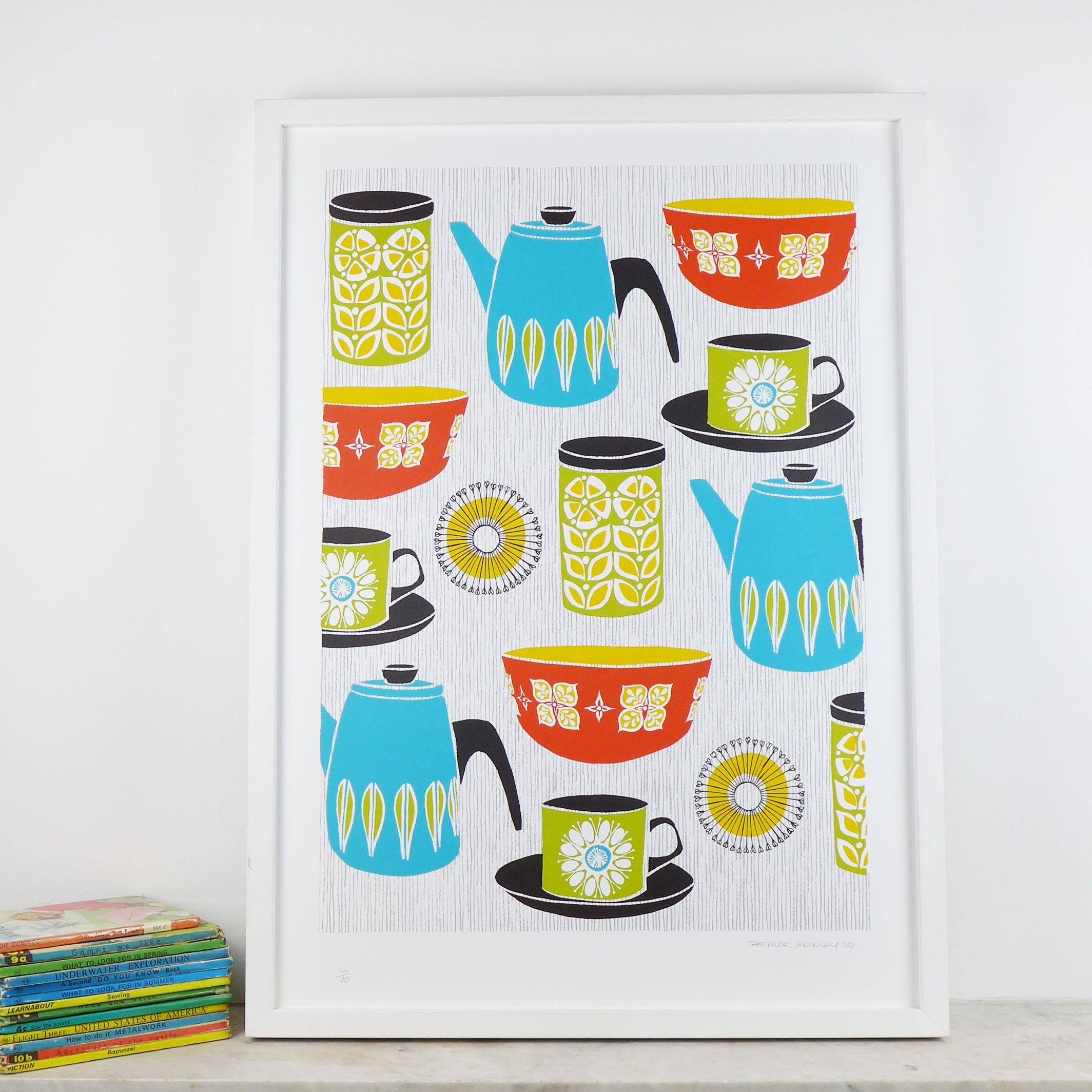 Retro Kitchen (BLUE), Hand Printed Work, Screen For Sale 1