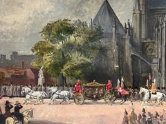 The Queen's Coronation 1953 Original British Oil Painting Canvas State Carriage