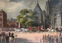 Vintage The Queen's Coronation 1953 Original British Oil Painting Canvas State Carriage