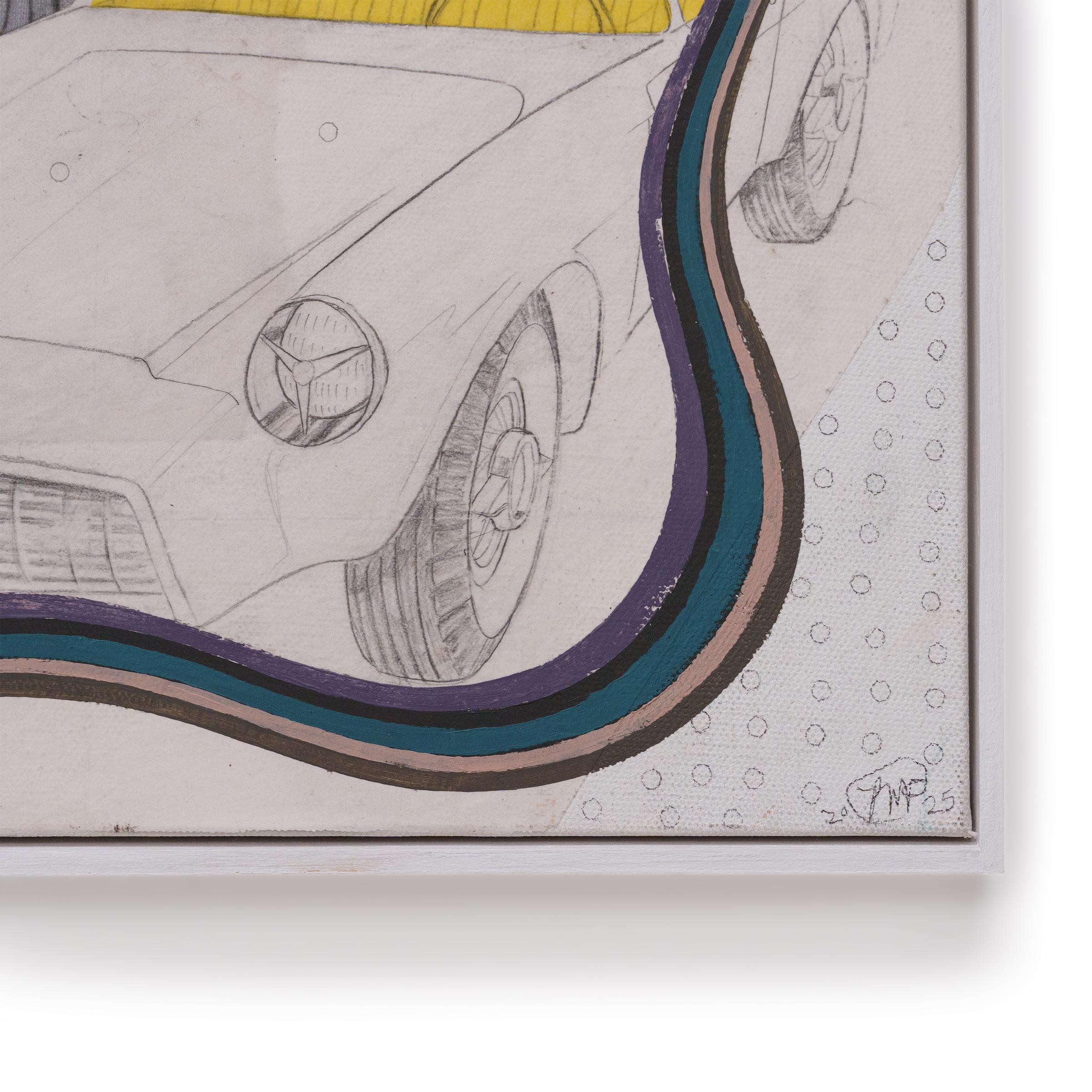 This work by Chicago-based artist Patrick Fitzgerald continues his series of abstract “track paintings,” initially born as the imagined racetracks navigated by his miniature soap-box car sculptures. Each a meandering path that twists and turns with