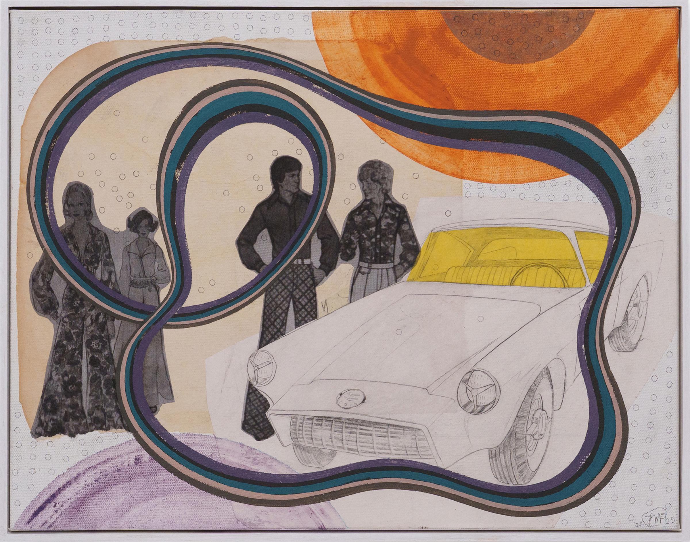 Patrick Fitzgerald Figurative Painting - Cool Car, Colored Vinyl, 
Circles