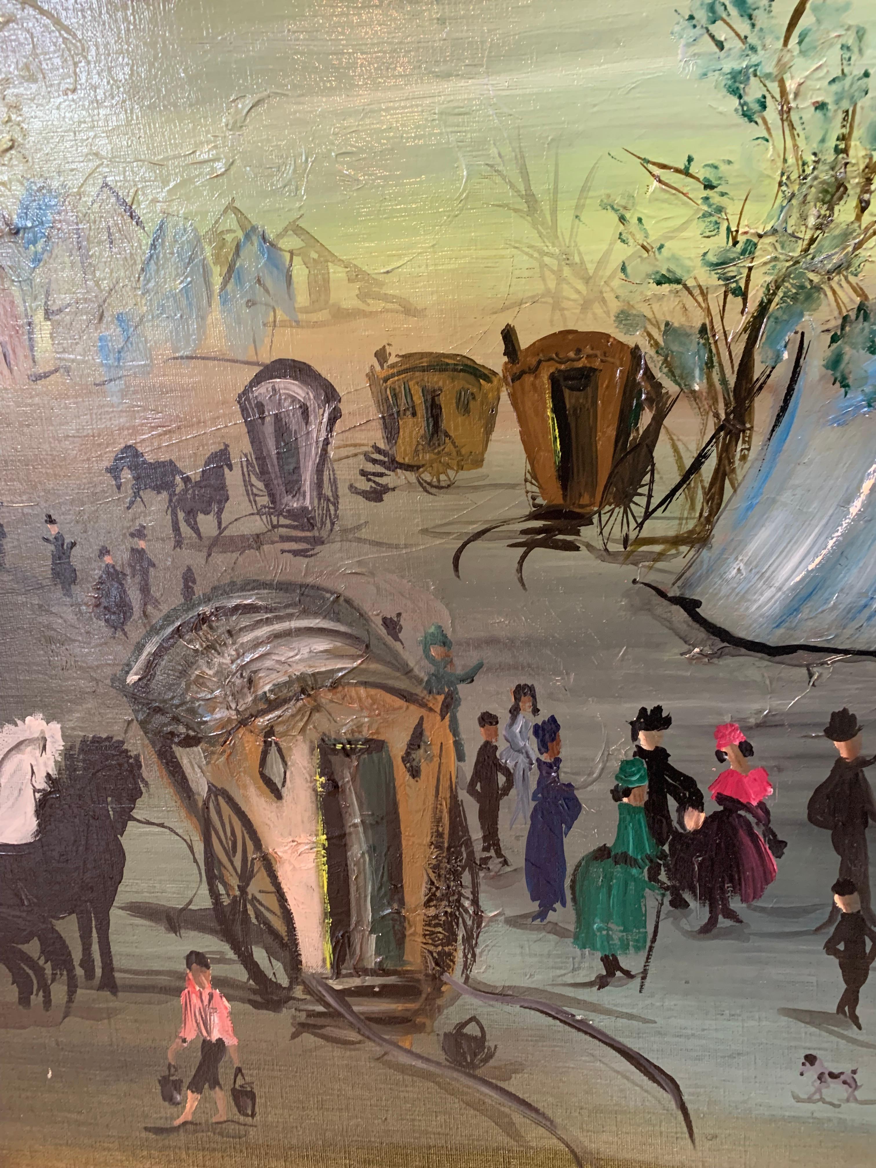 The Circus, The Party Is Here! Oil On Board Signed Patrick Franc And Dated 1962 For Sale 2