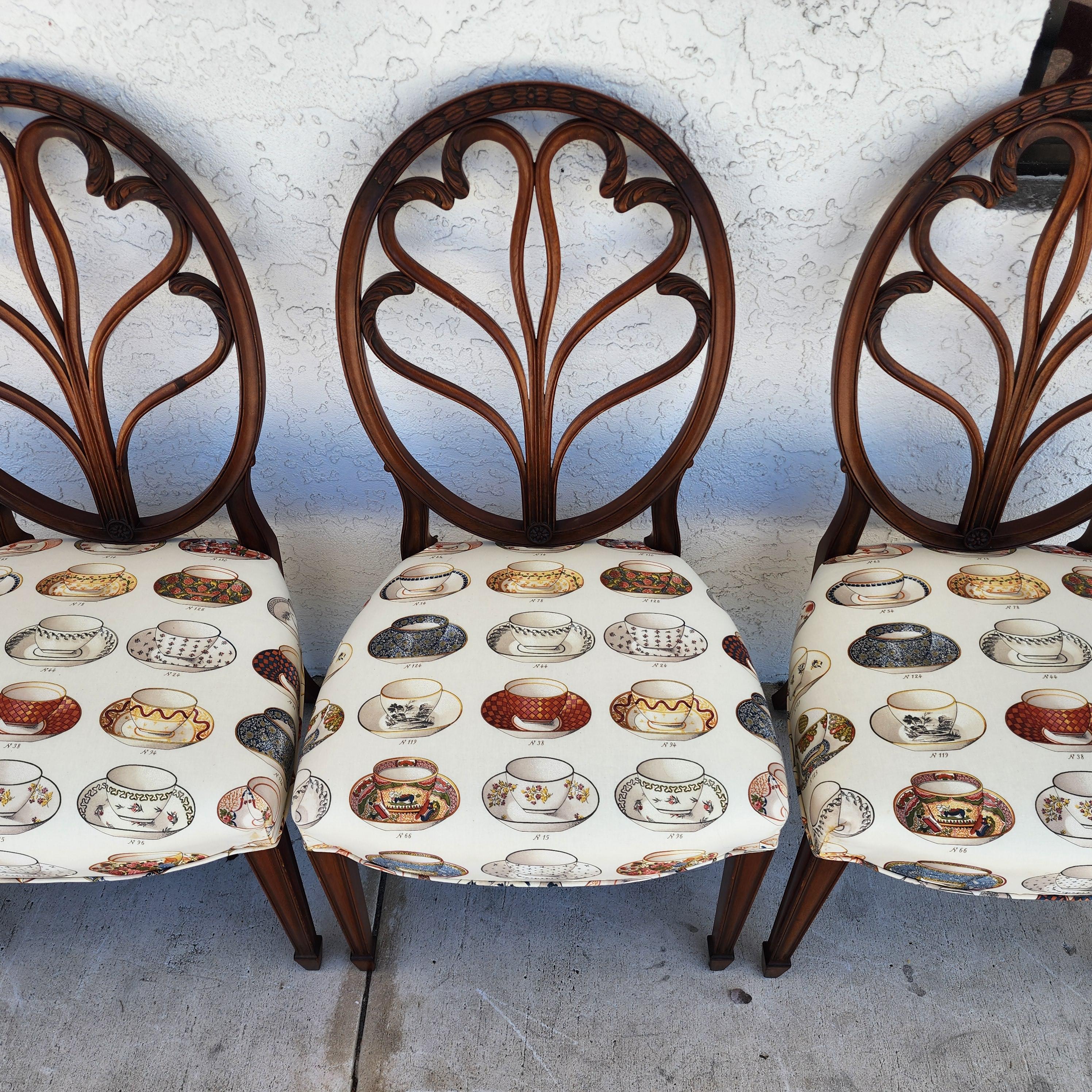 Late 20th Century Patrick Frey Georgian Sweetheart Dining Chairs