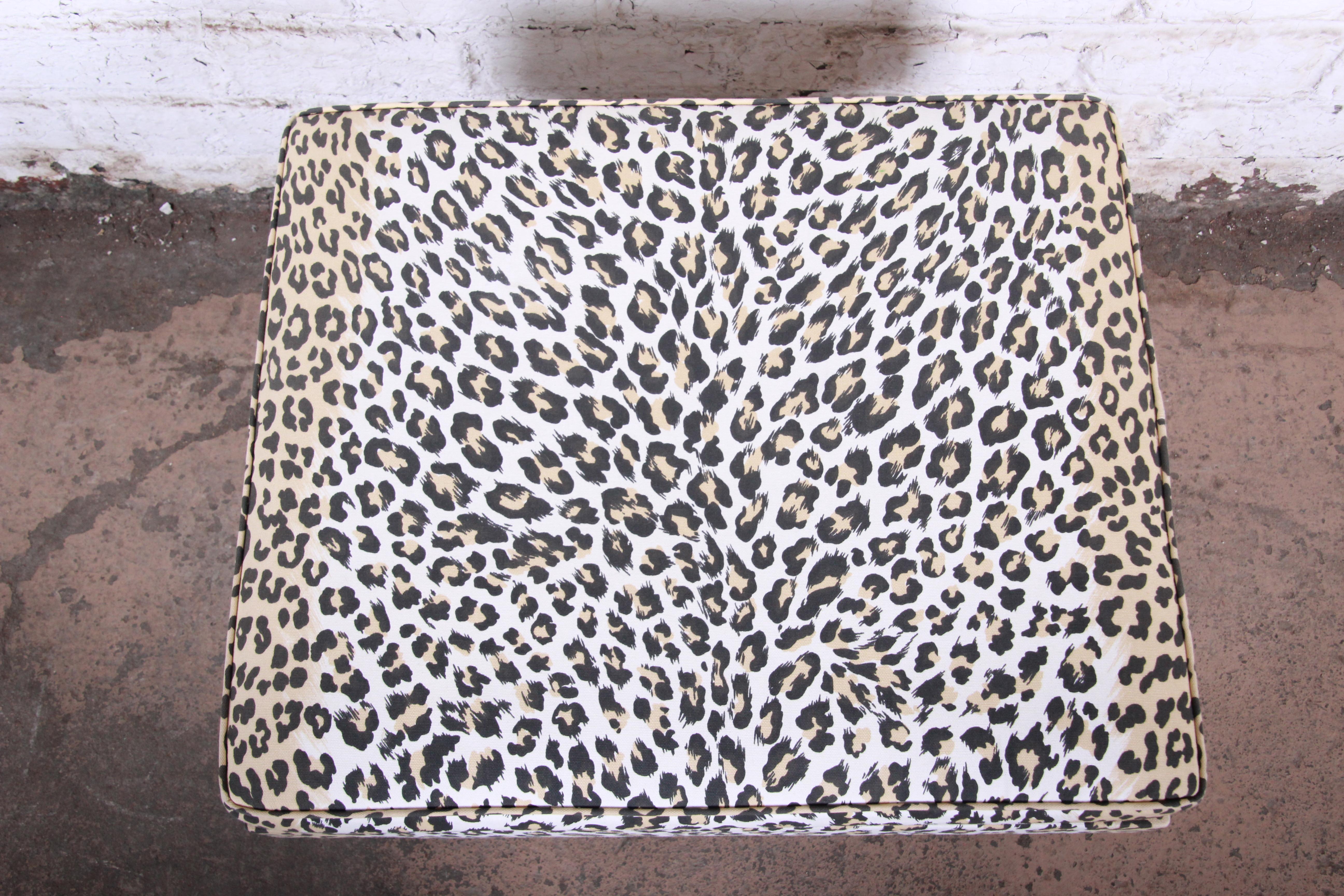 Upholstery Patrick Frey X-Base Leopard Stool or Ottoman, Paris