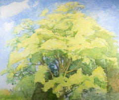 Large Sycamore, 2000 - Large Scale Landscape Oil Painting of Trees with Green