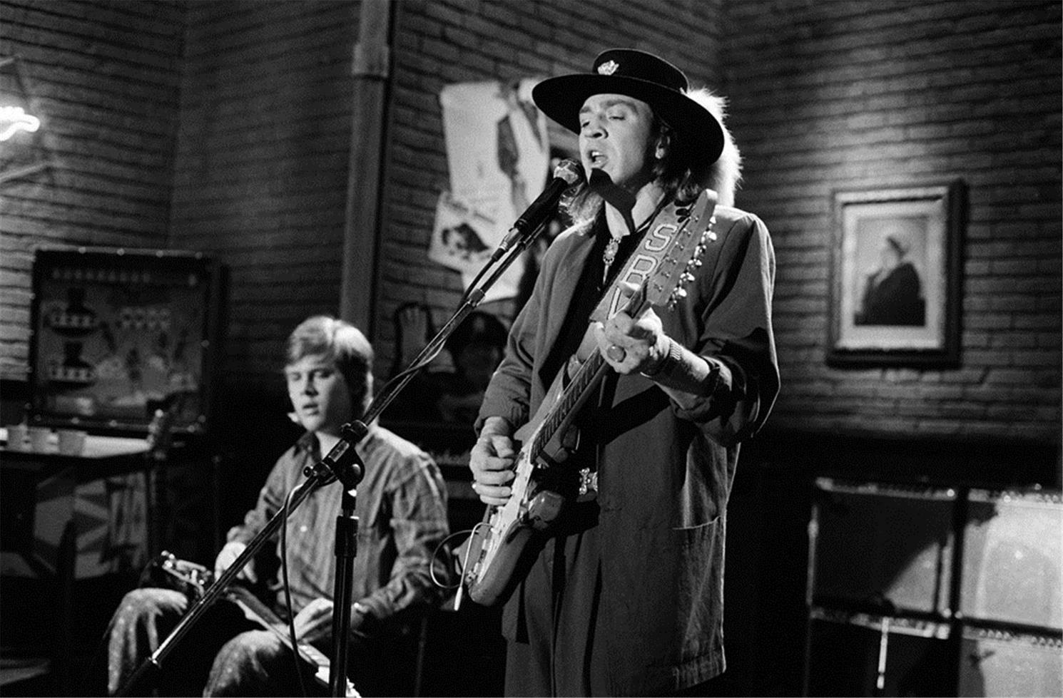 Patrick Harbron Black and White Photograph - Stevie Ray Vaughan & Jeff Healey, 1985